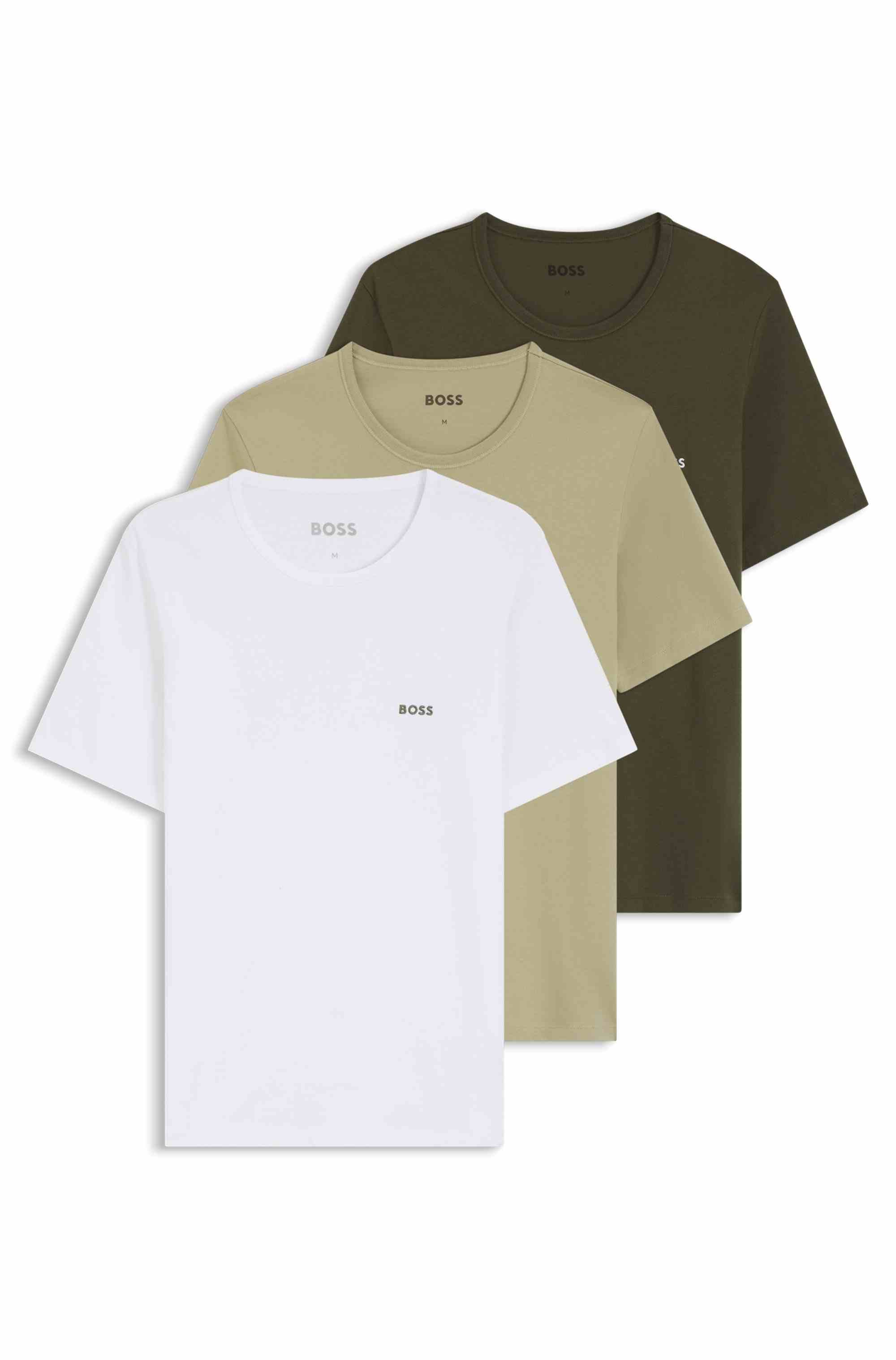 Three-pack of cotton T-shirts with logo embroidery