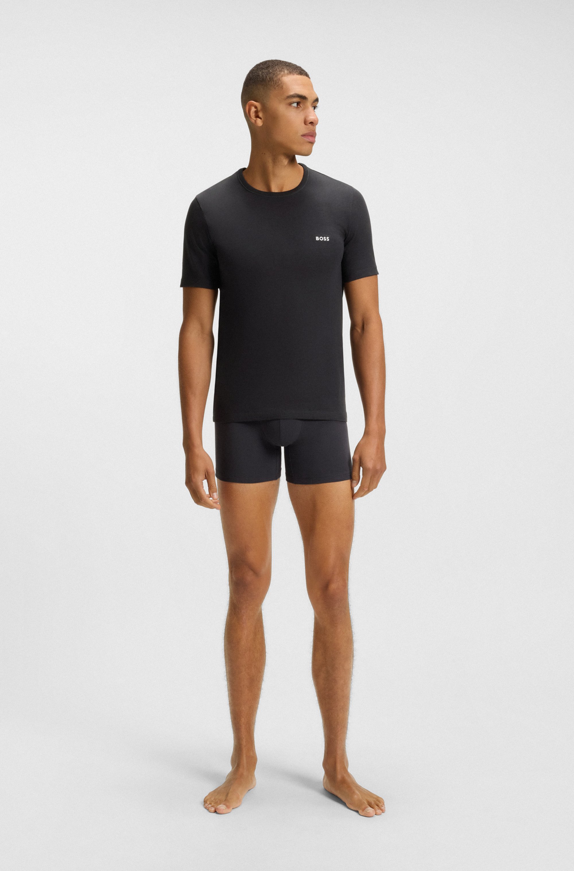Three-pack of cotton underwear T-shirts with logos