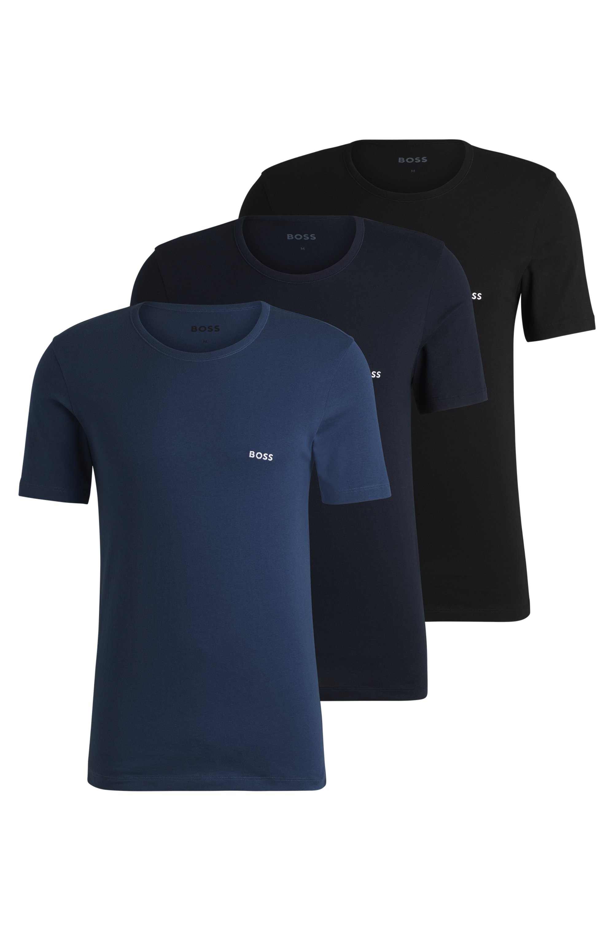 Three-pack of cotton underwear T-shirts with logos