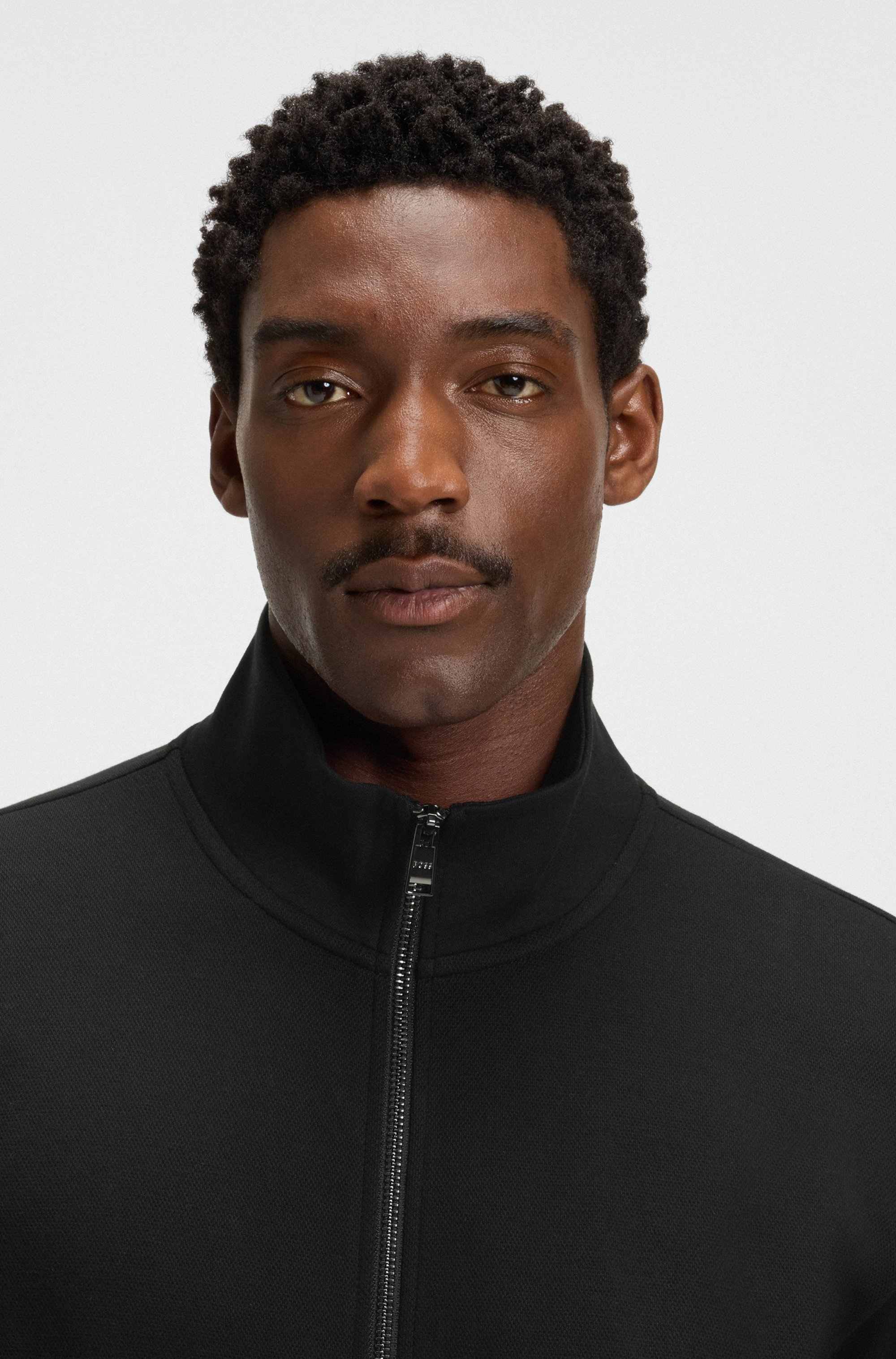 Zip-up sweatshirt in mercerised stretch cotton