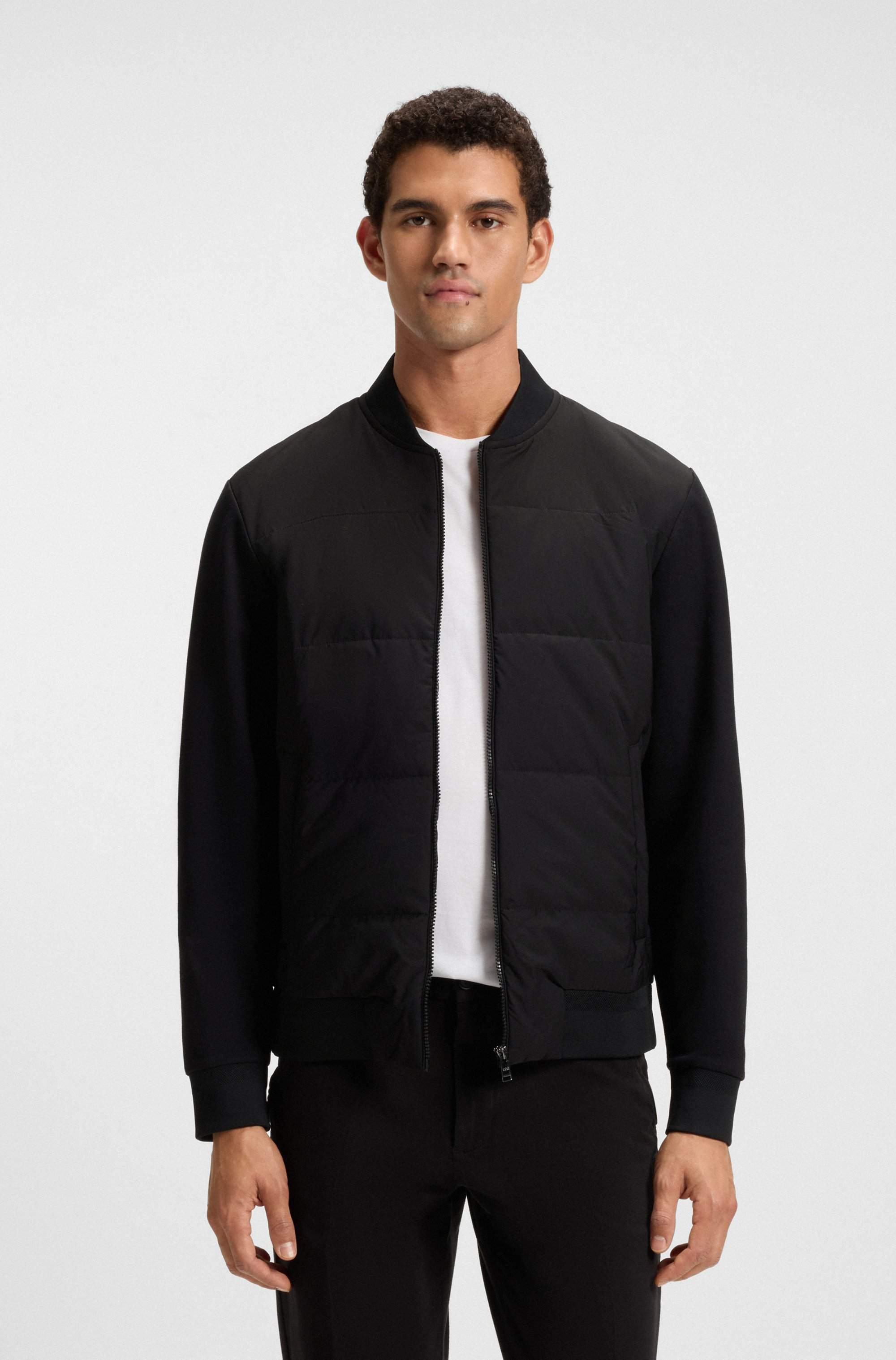 Cotton-blend zip-up sweatshirt with padded front