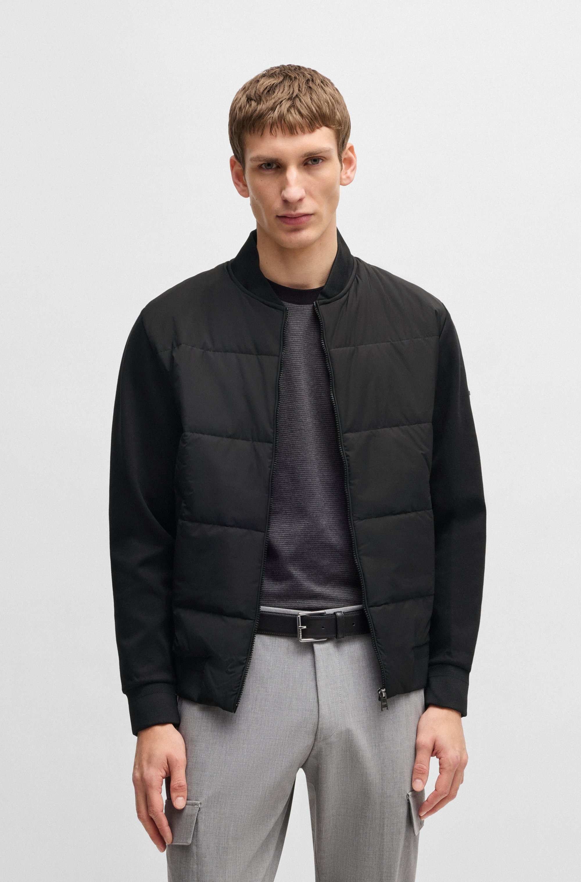 Cotton-blend zip-up sweatshirt with padded front
