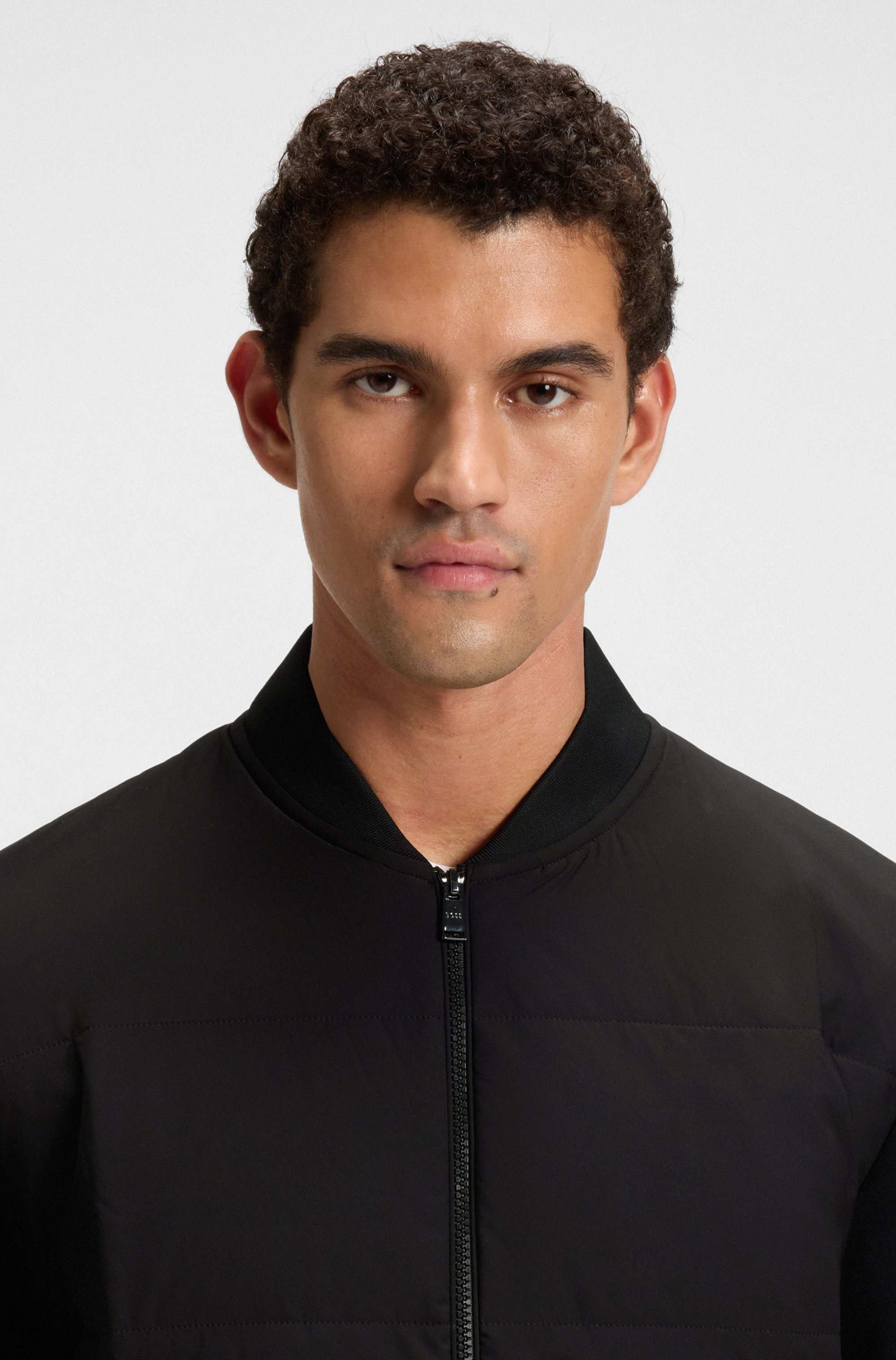 Cotton-blend zip-up sweatshirt with padded front