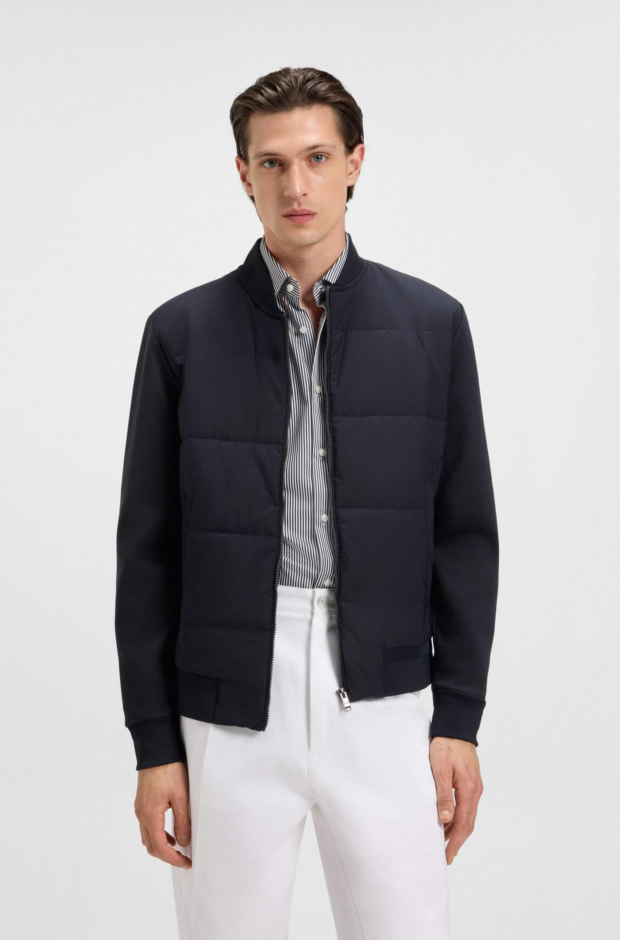 Cotton-blend zip-up sweatshirt with padded front