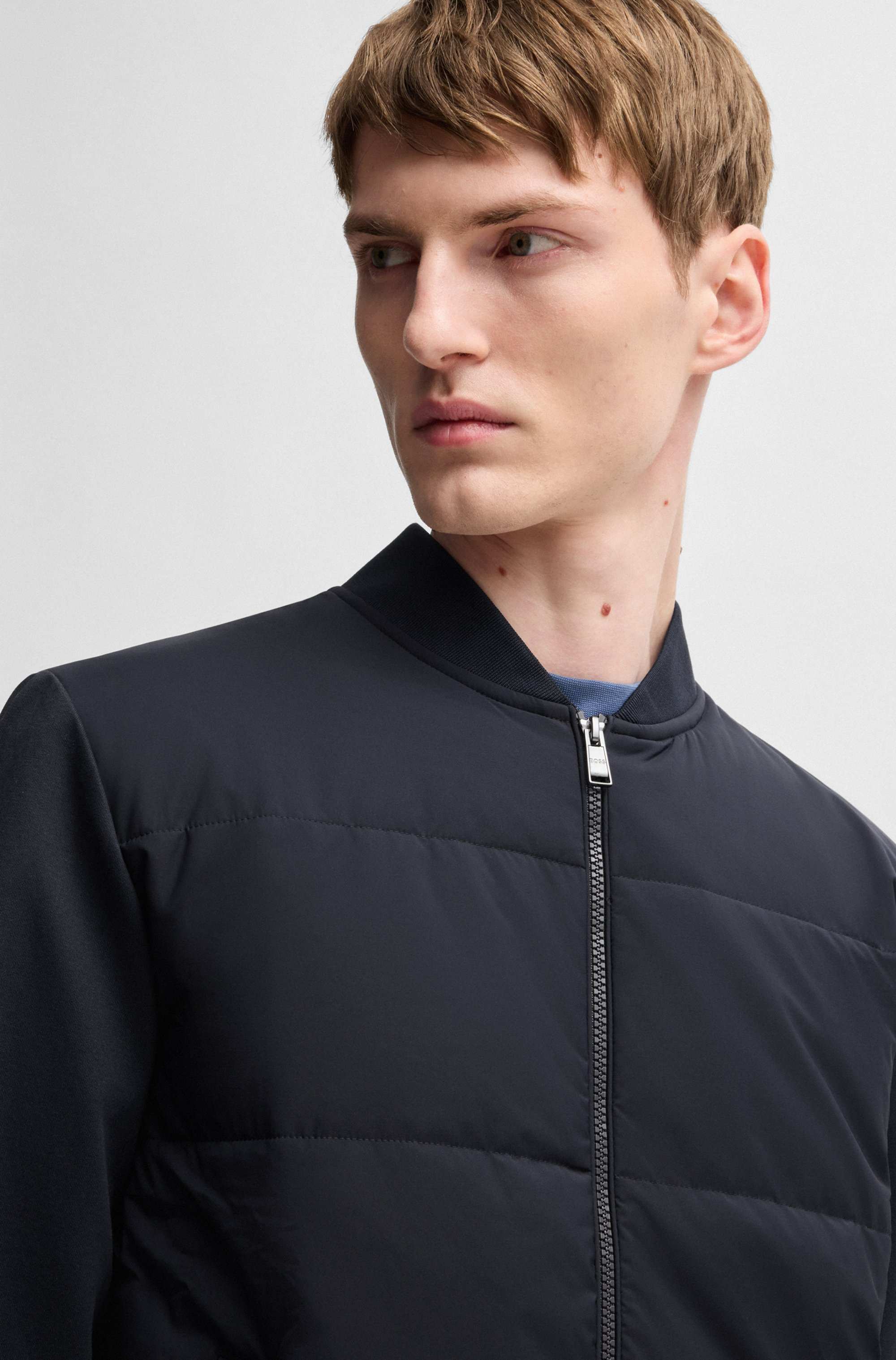 Cotton-blend zip-up sweatshirt with padded front
