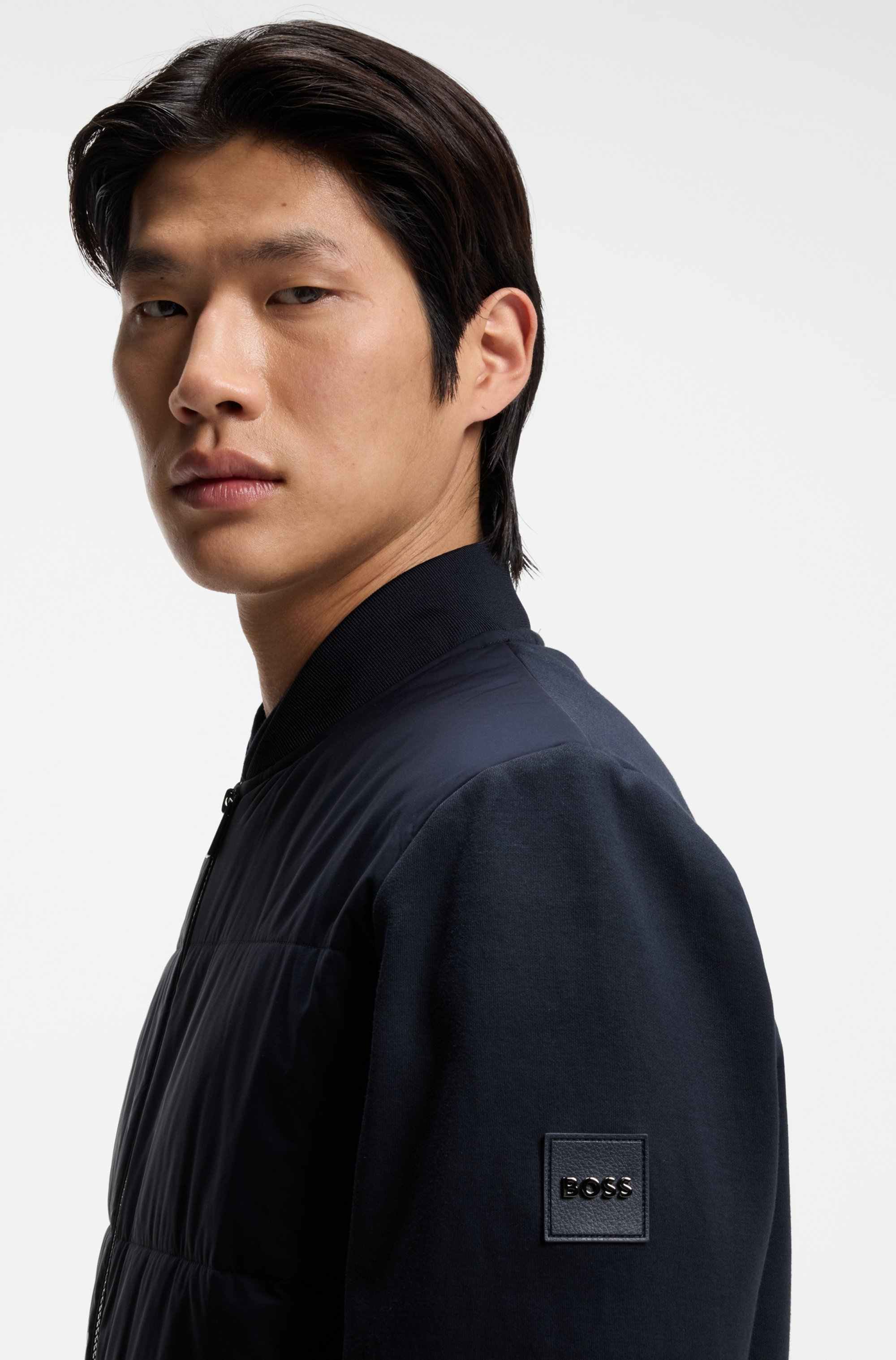 Zip-up sweatshirt with padded front