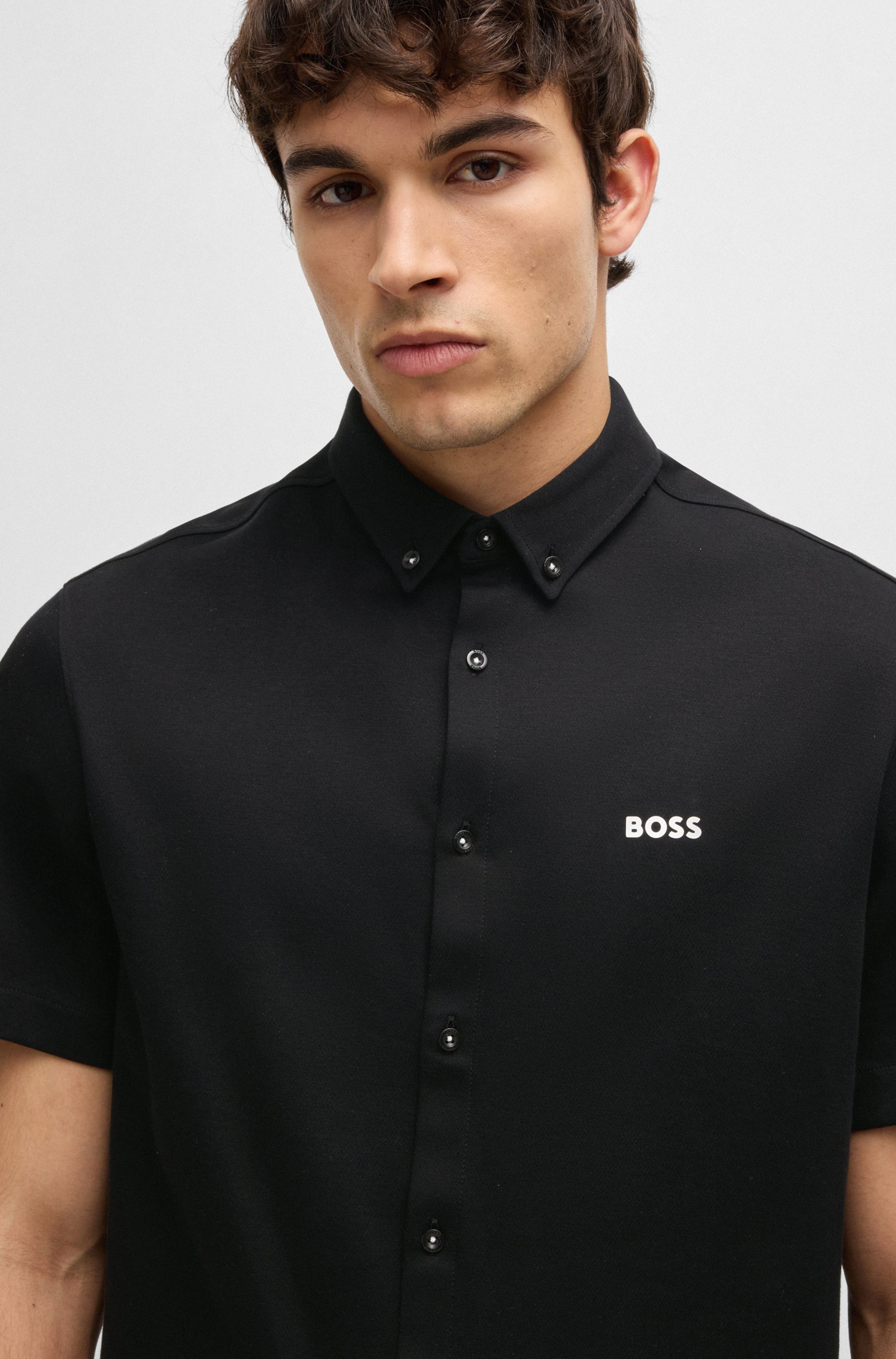 Regular-fit shirt in knitted cotton