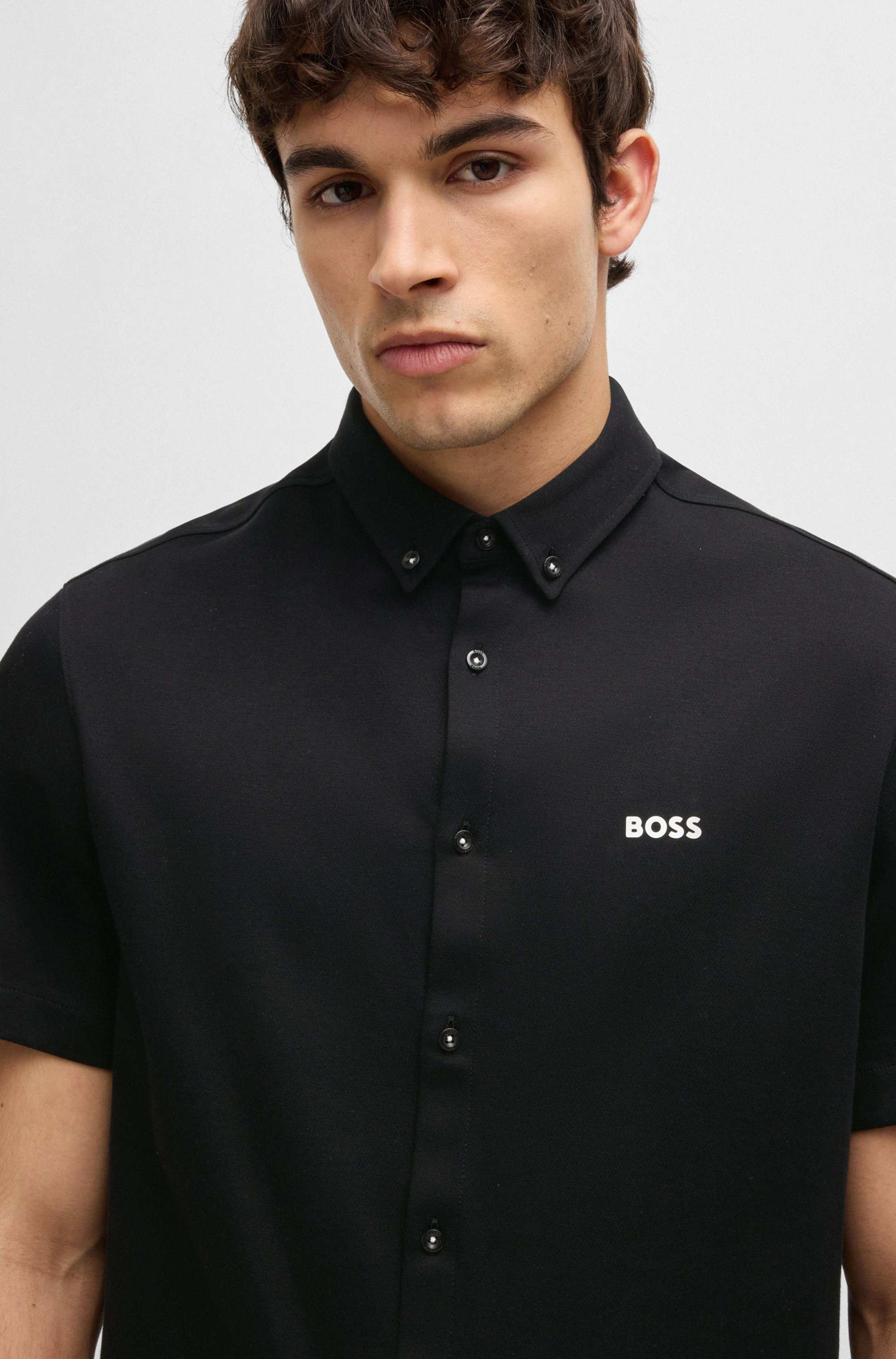 Regular-fit shirt in knitted cotton