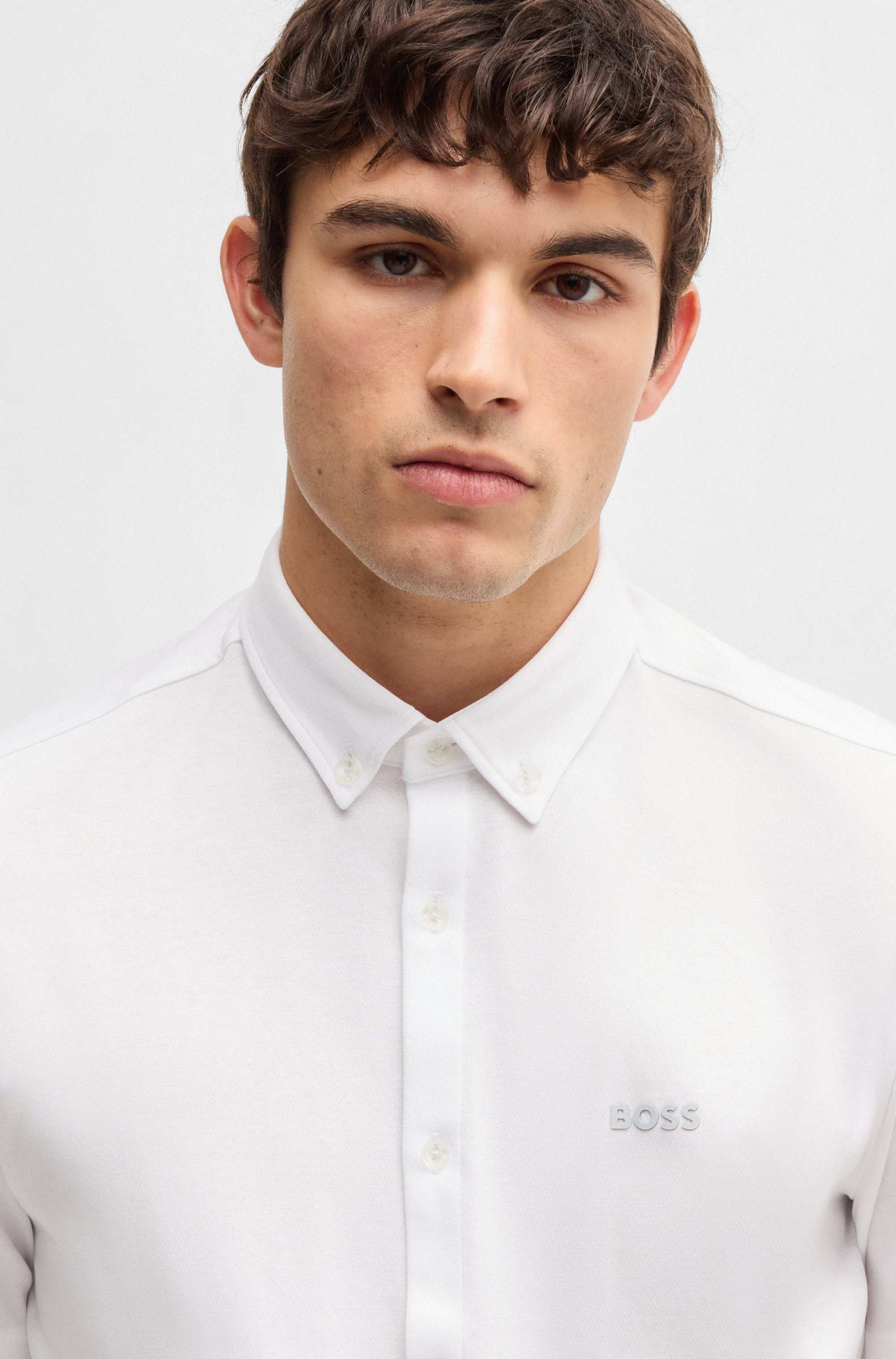 Regular-fit shirt in knitted cotton