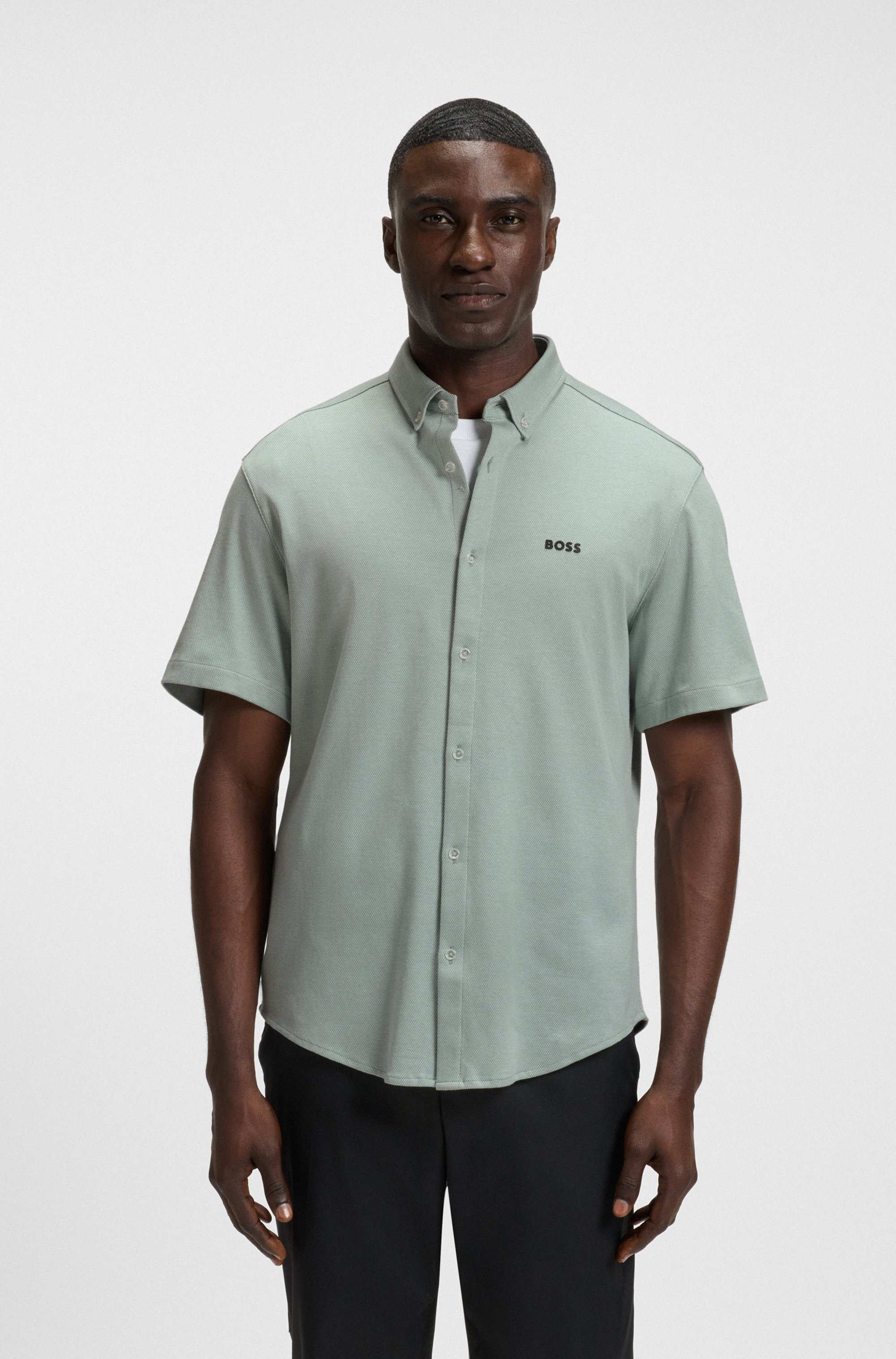 Regular-fit shirt in knitted cotton