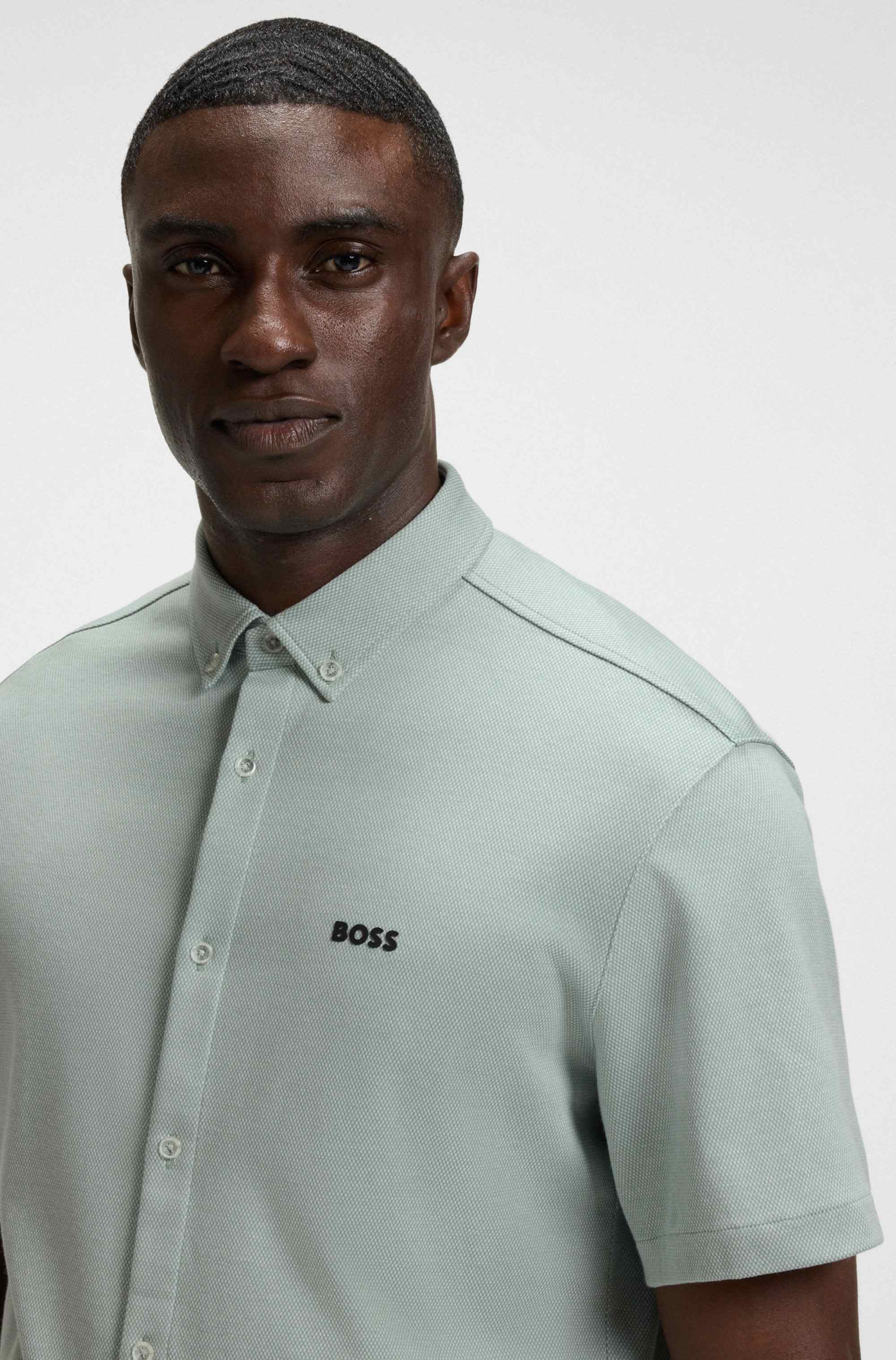 Regular-fit shirt in knitted cotton