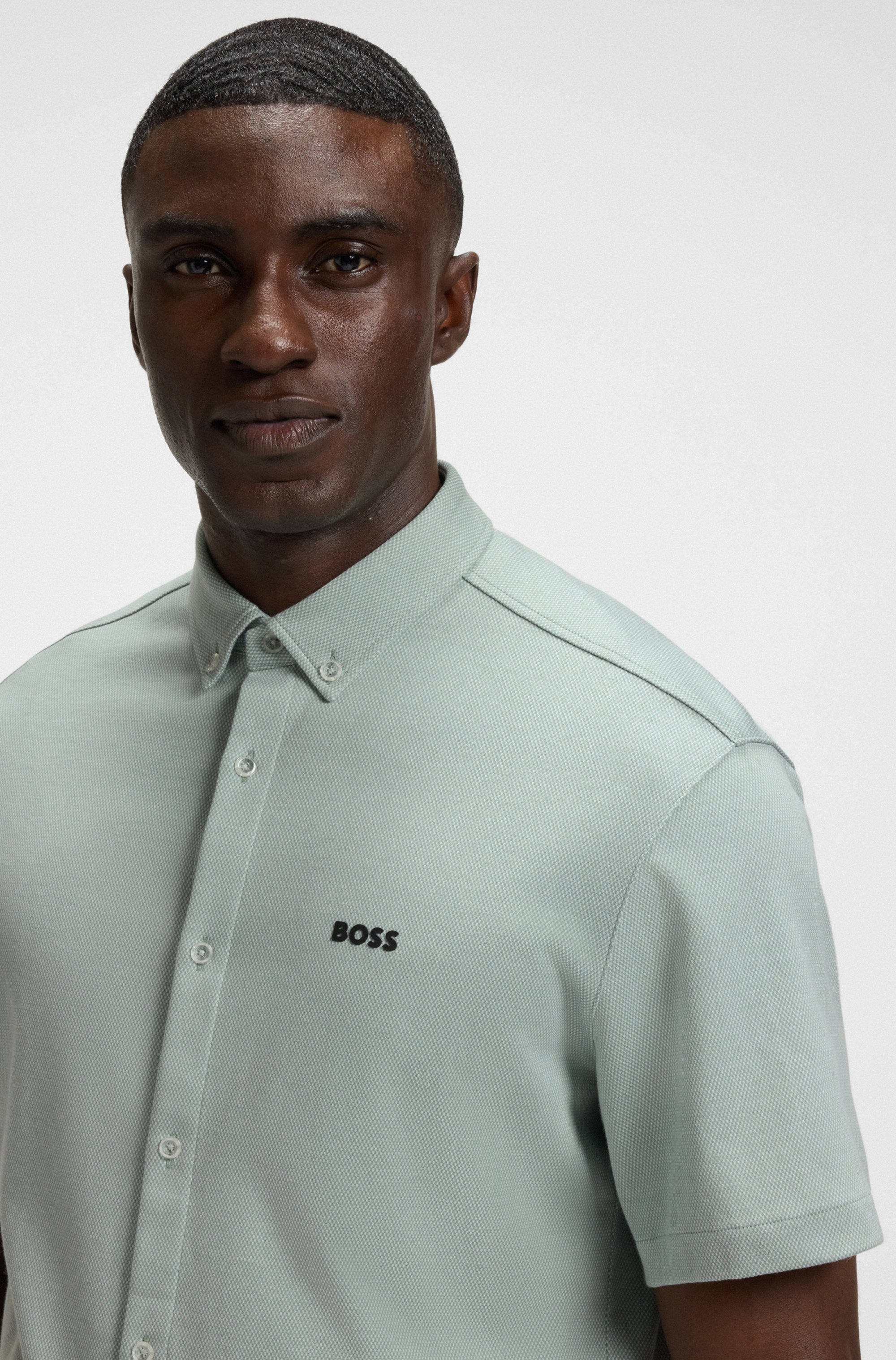 Regular-fit shirt in knitted cotton