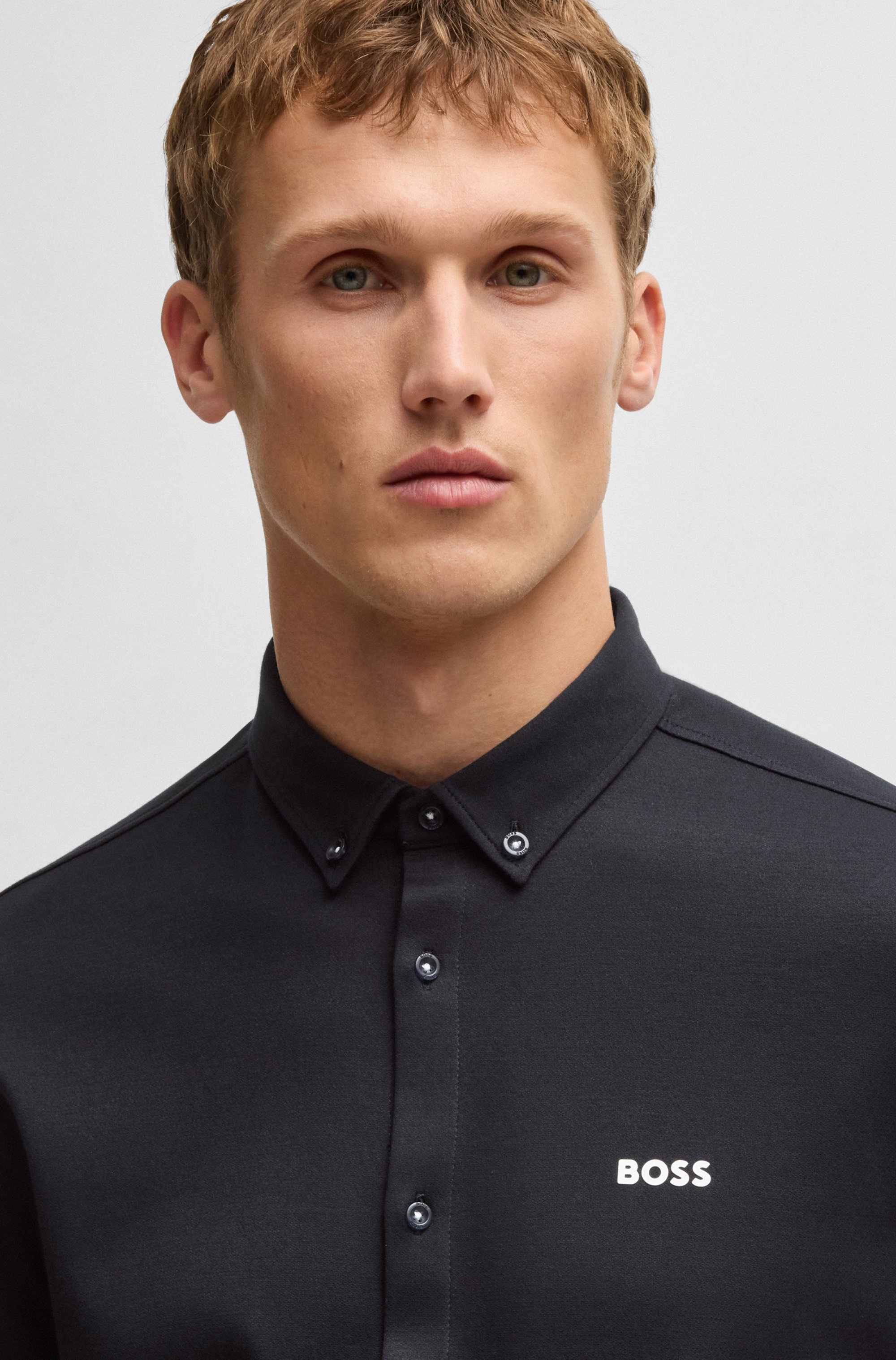 Regular-fit shirt in knitted cotton