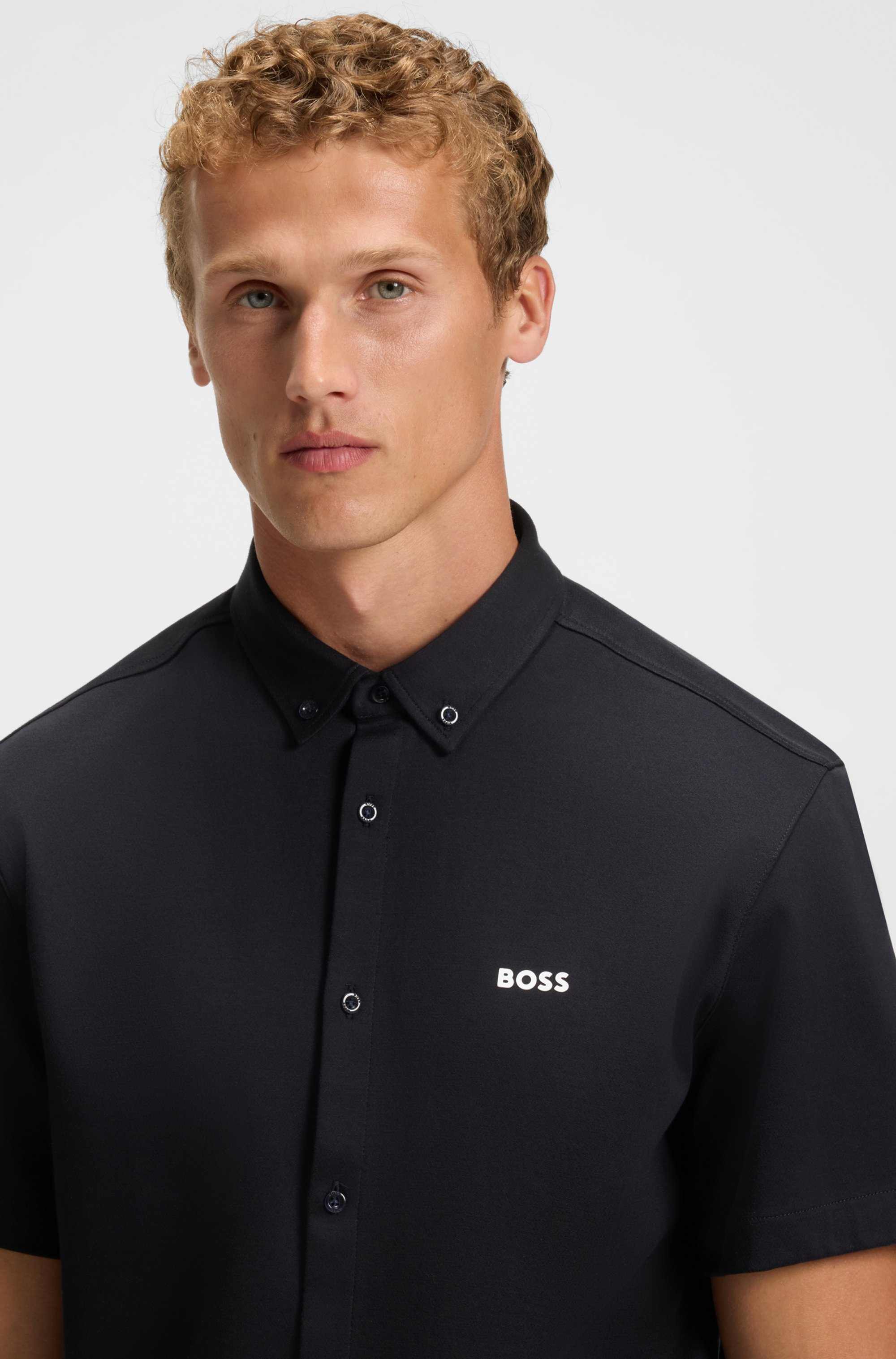 Regular-fit shirt in knitted cotton