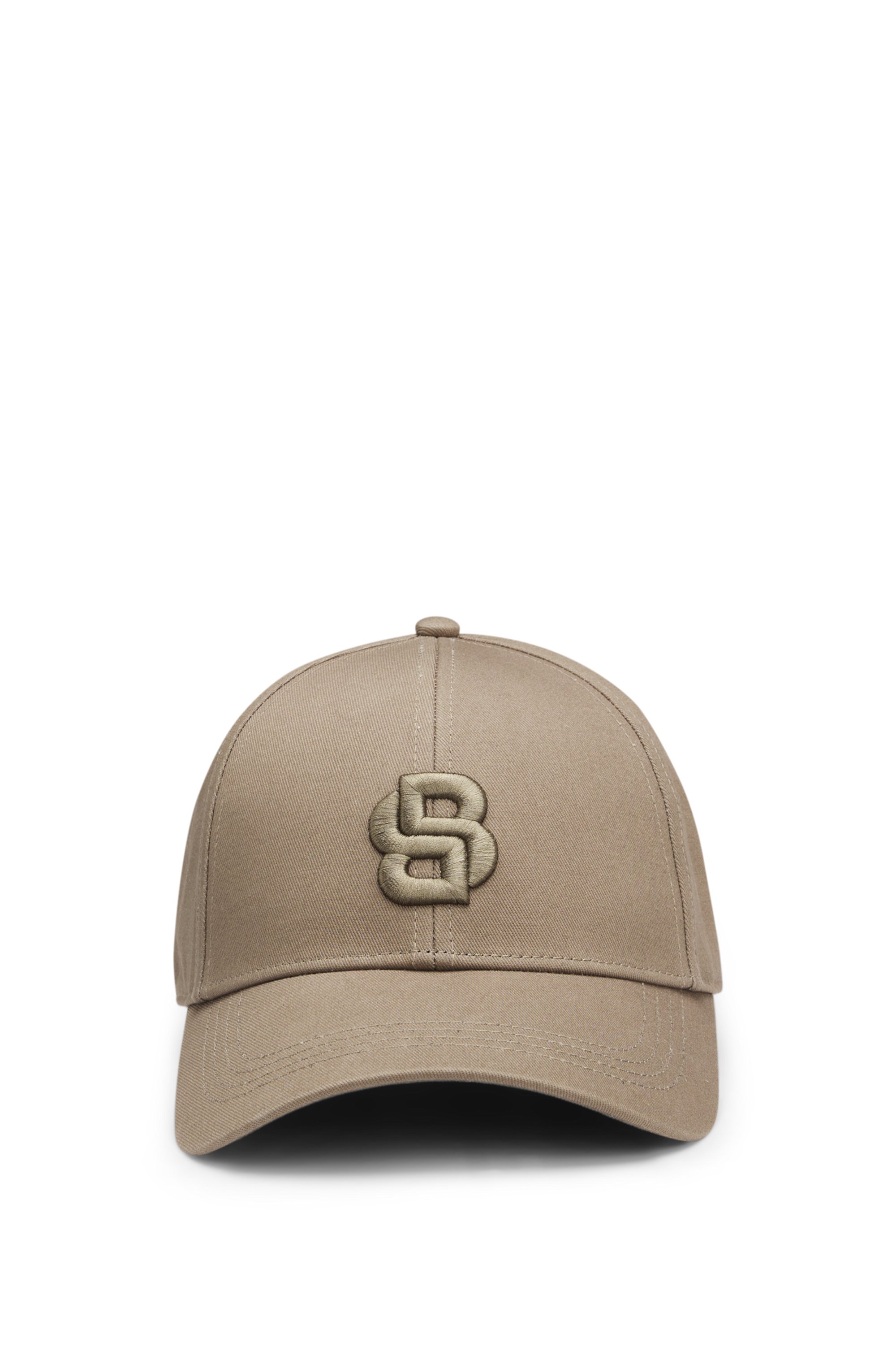 Cotton-twill cap with embroidered Double B monogram