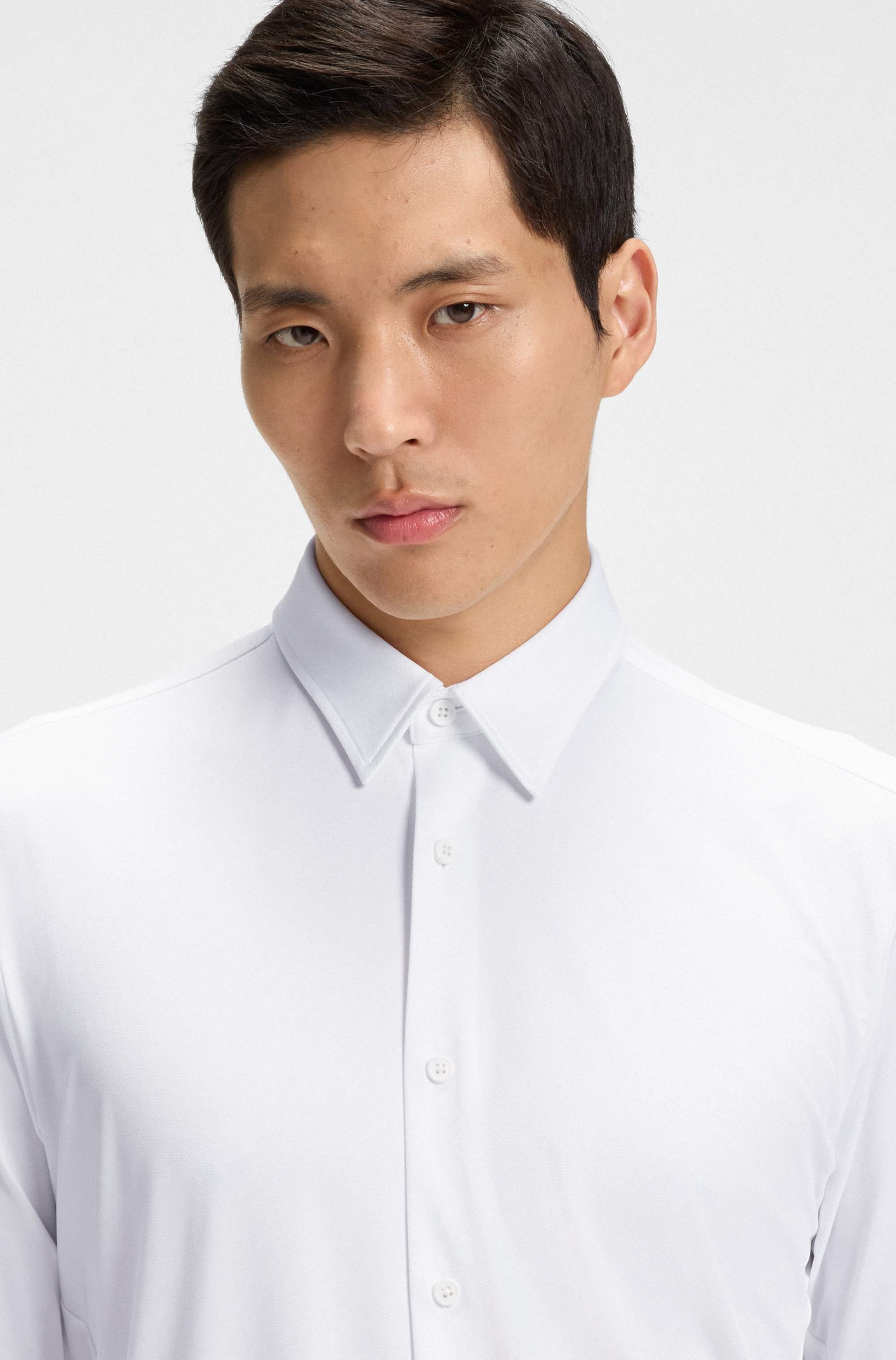 Slim-fit shirt in structured performance-stretch fabric