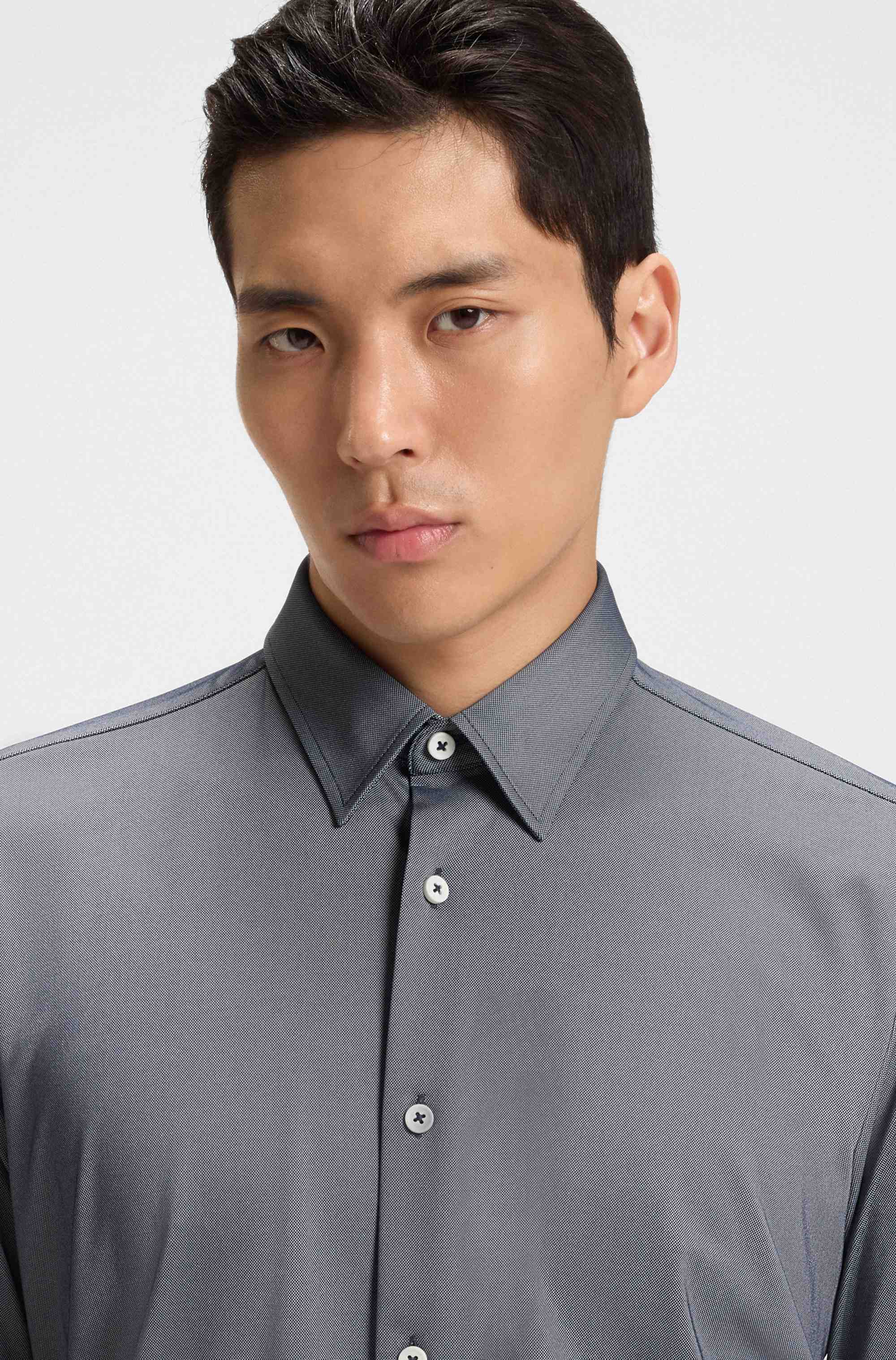 Slim-fit shirt in structured performance-stretch fabric