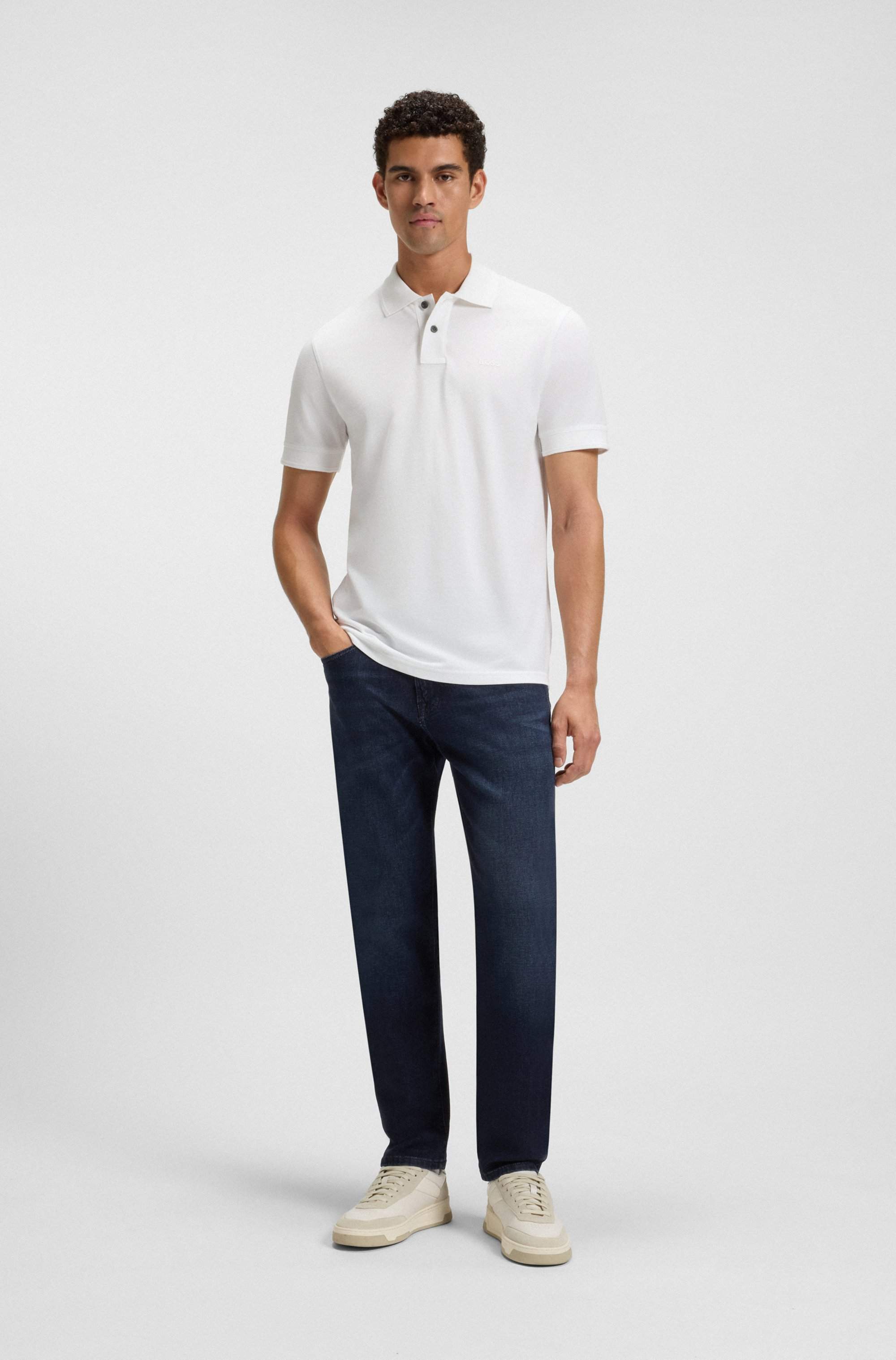 Tapered-fit jeans in blue comfort-stretch denim