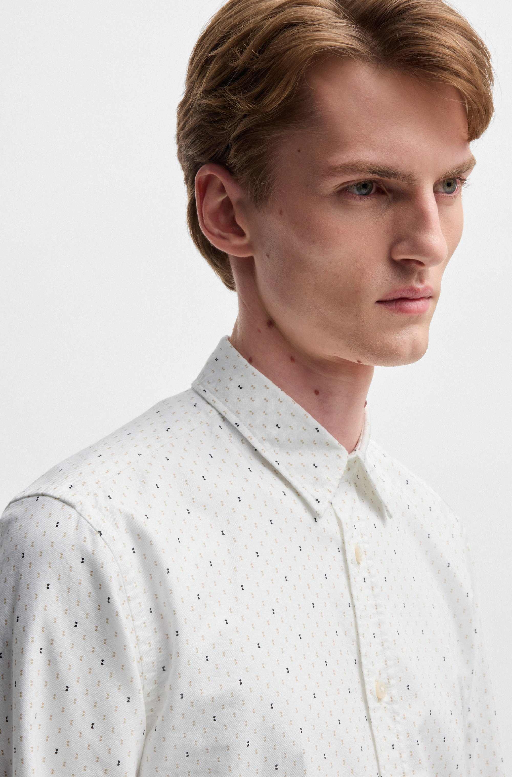 Slim-fit shirt in printed Oxford cotton