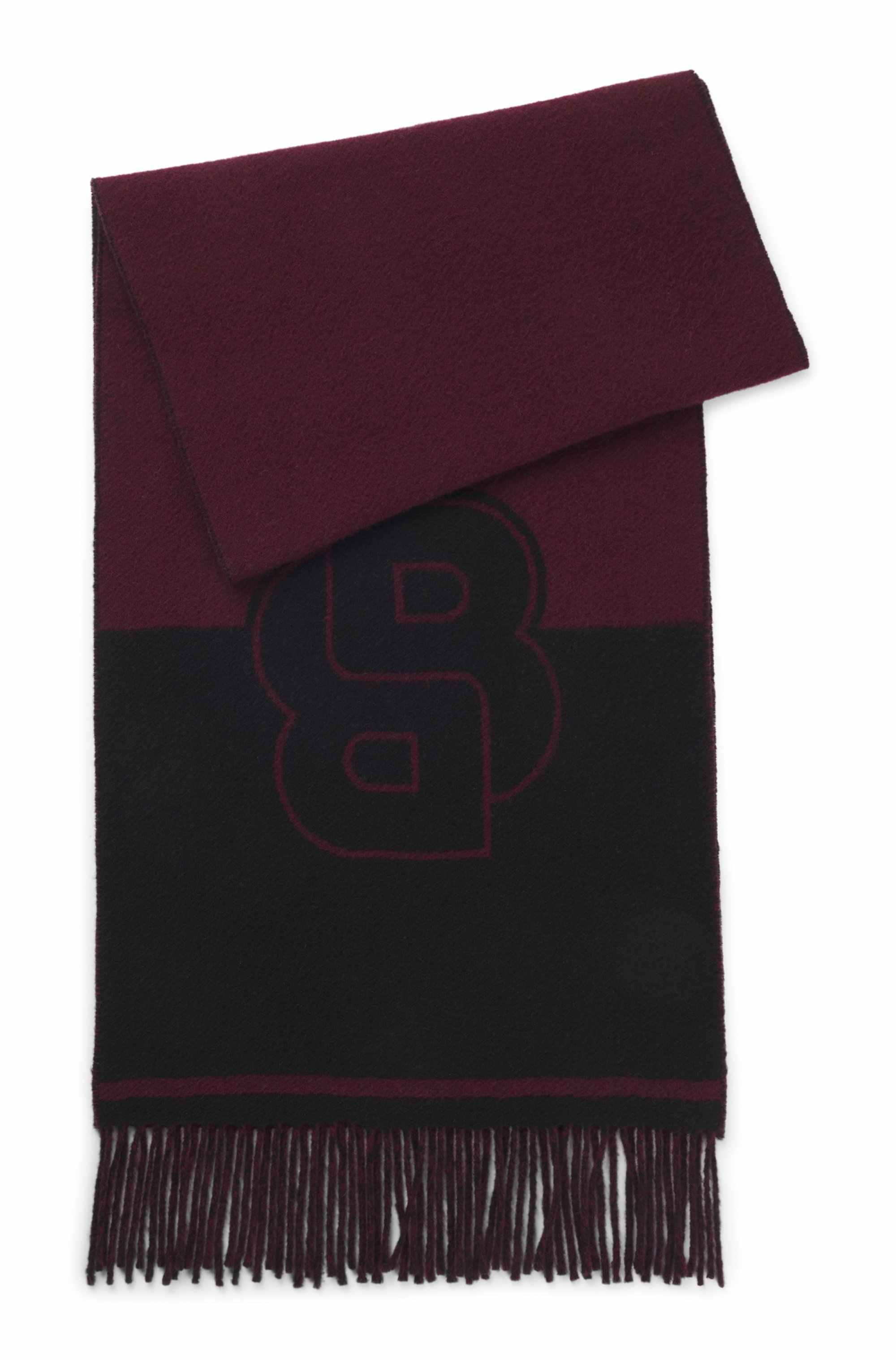Wool-blend scarf with Double B monogram jacquard