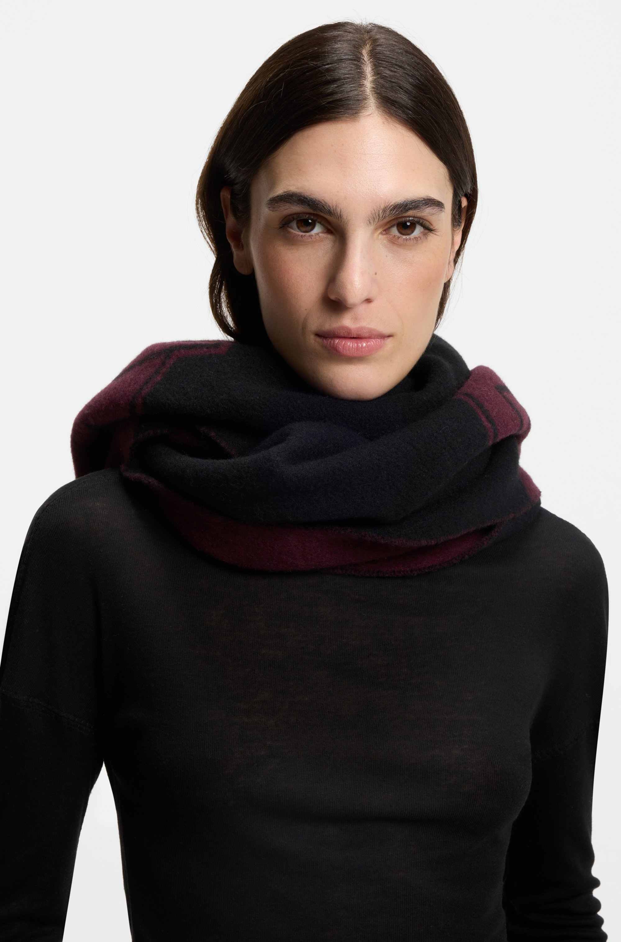 Wool-blend scarf with Double B monogram jacquard