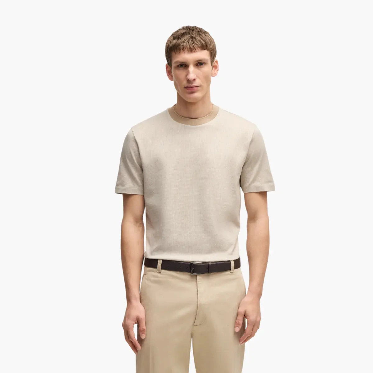Mercerized-Cotton T-Shirt With Mirco Pattern