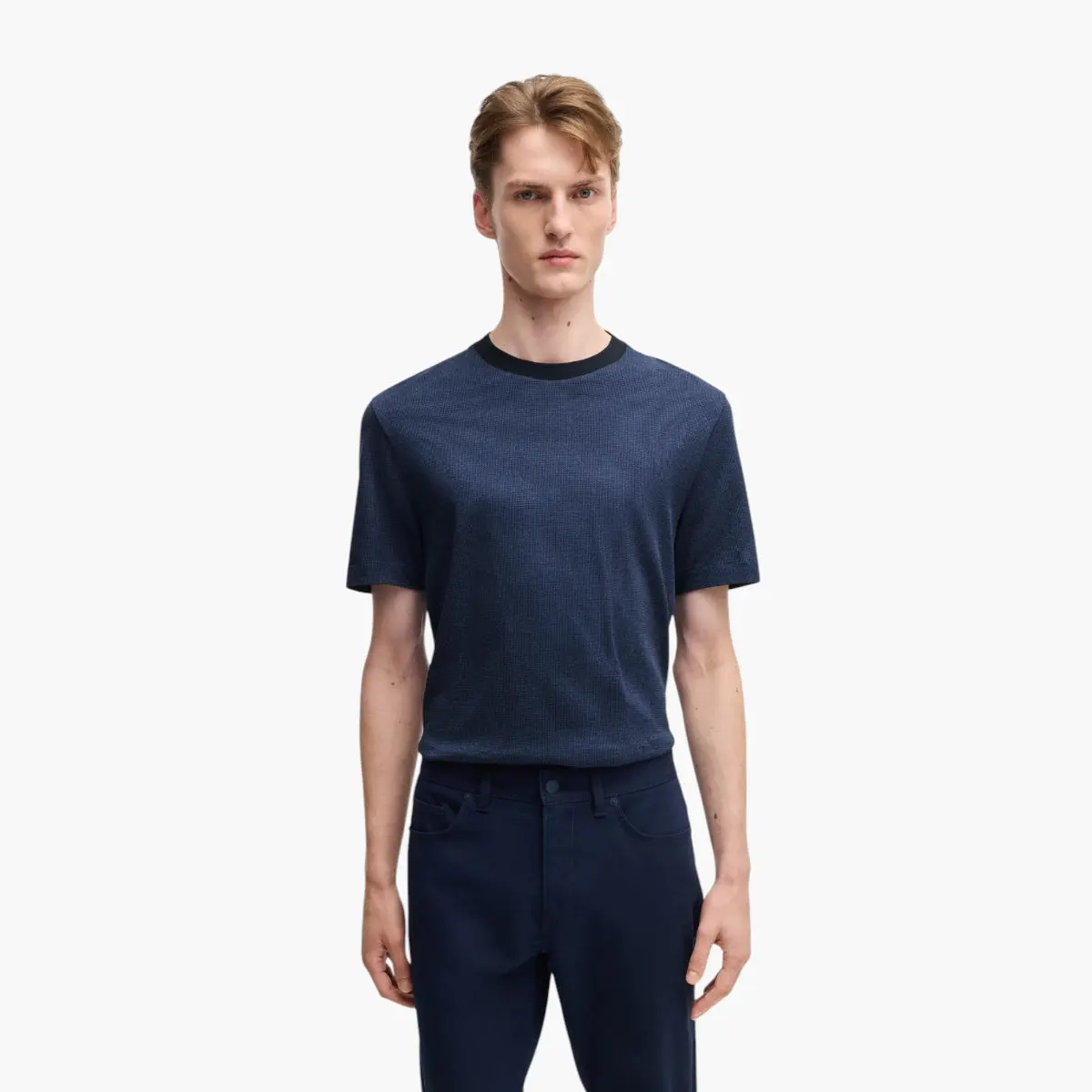 Mercerized-Cotton T-Shirt With Mirco Pattern