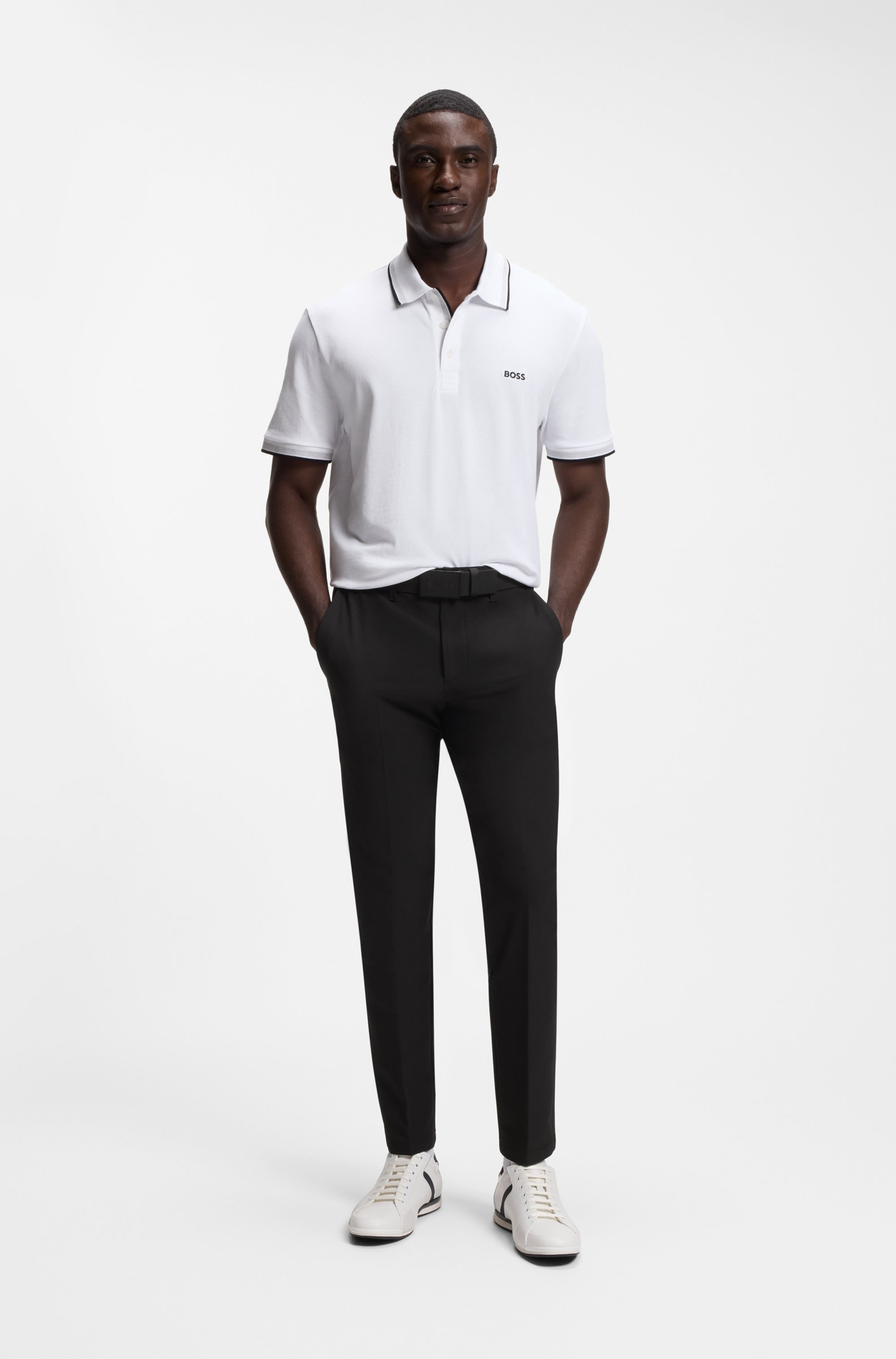 Slim-fit trousers in water-repellent stretch fabric