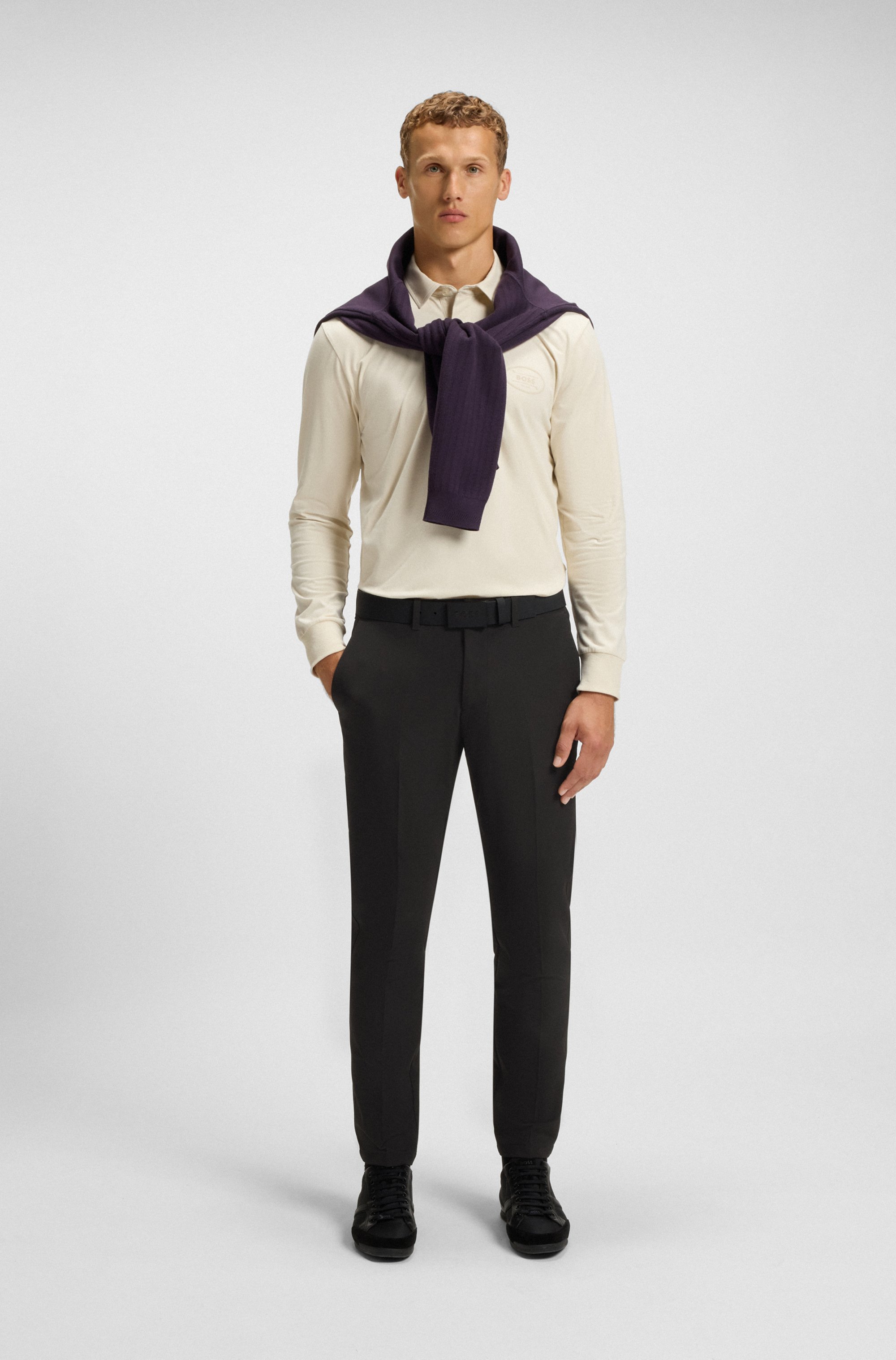 Slim-fit trousers in water-repellent stretch fabric