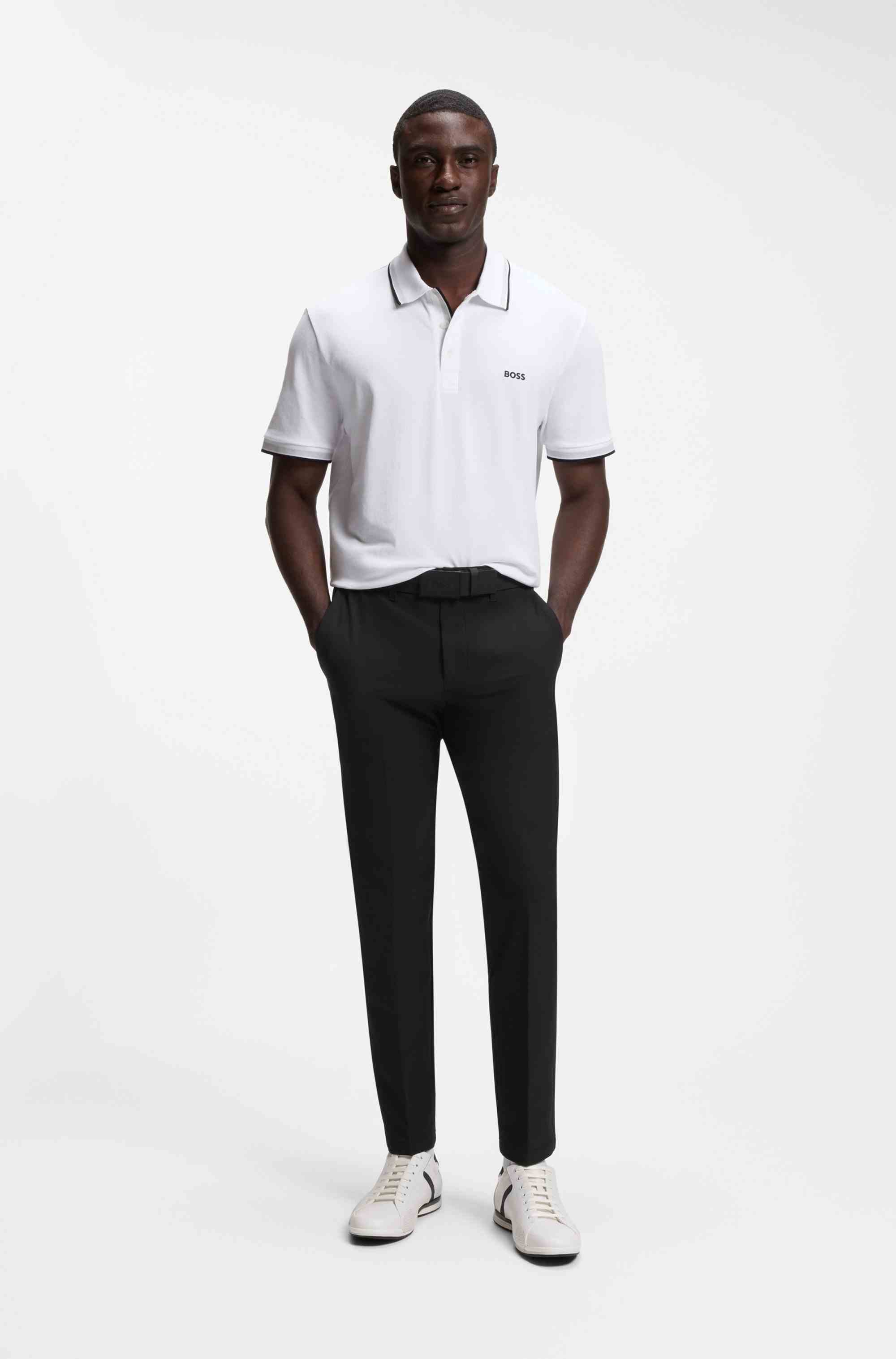 Slim-fit trousers in water-repellent stretch fabric