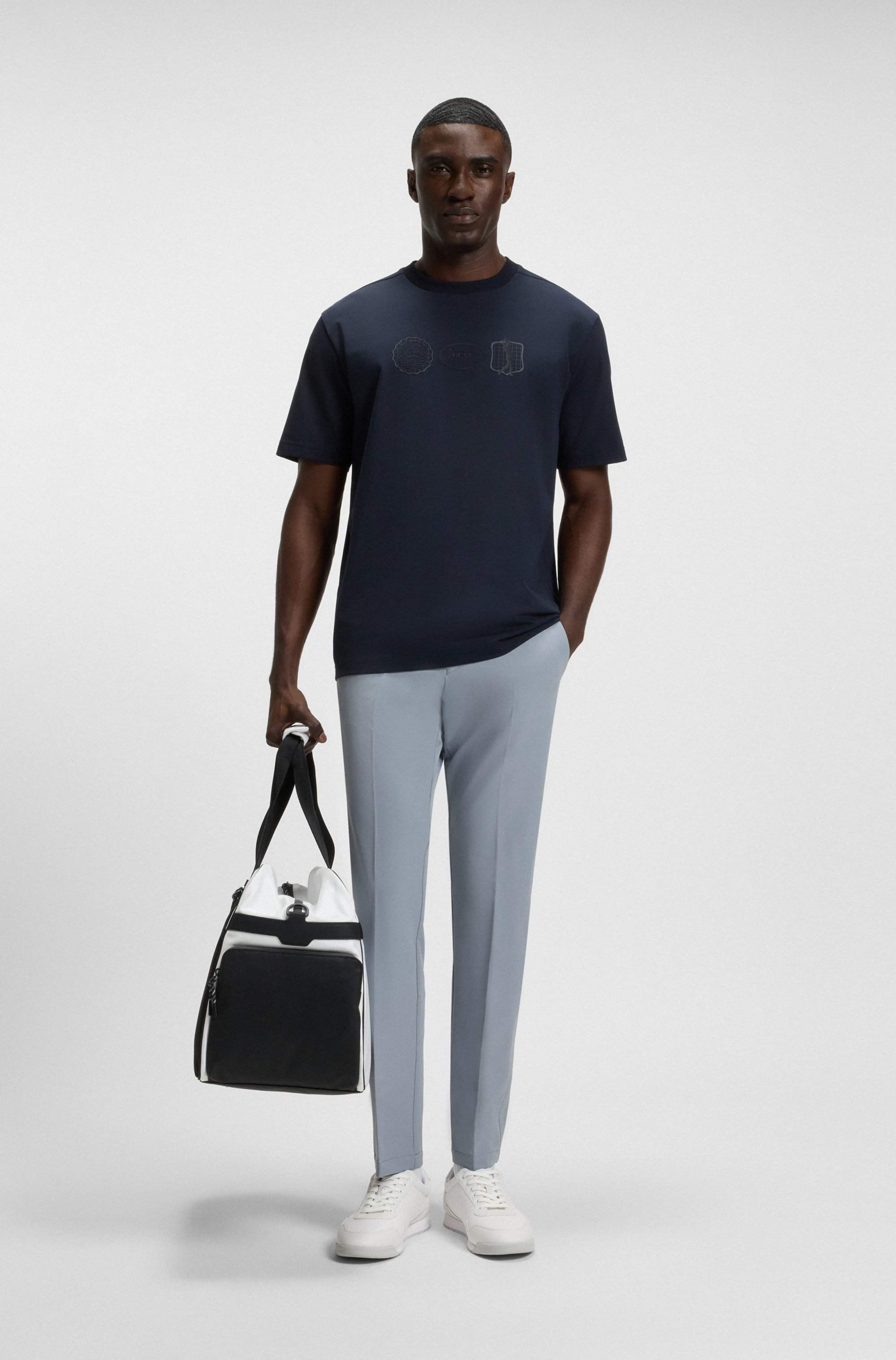 Slim-fit trousers in water-repellent stretch fabric