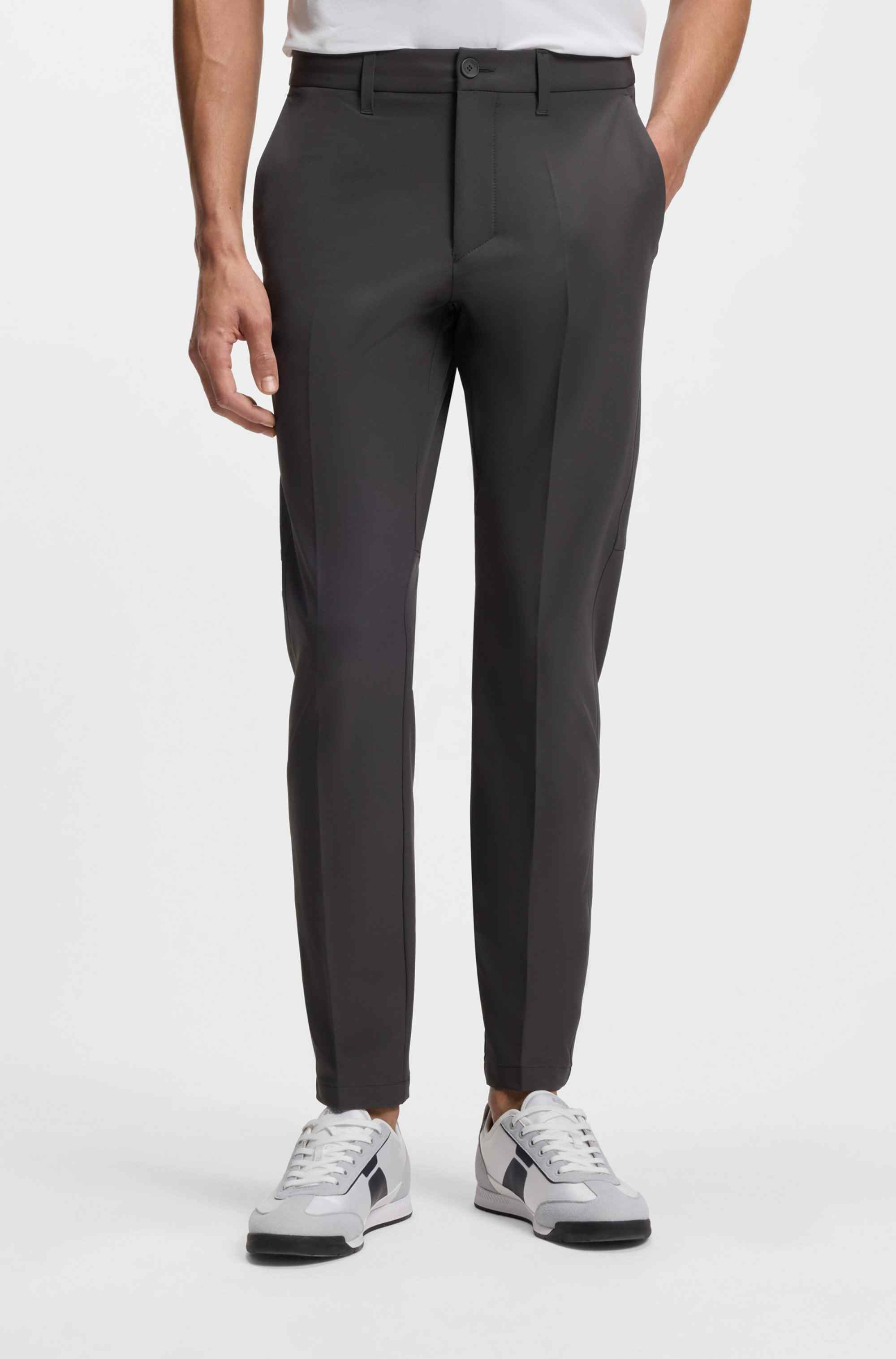 Slim-fit trousers in water-repellent stretch fabric