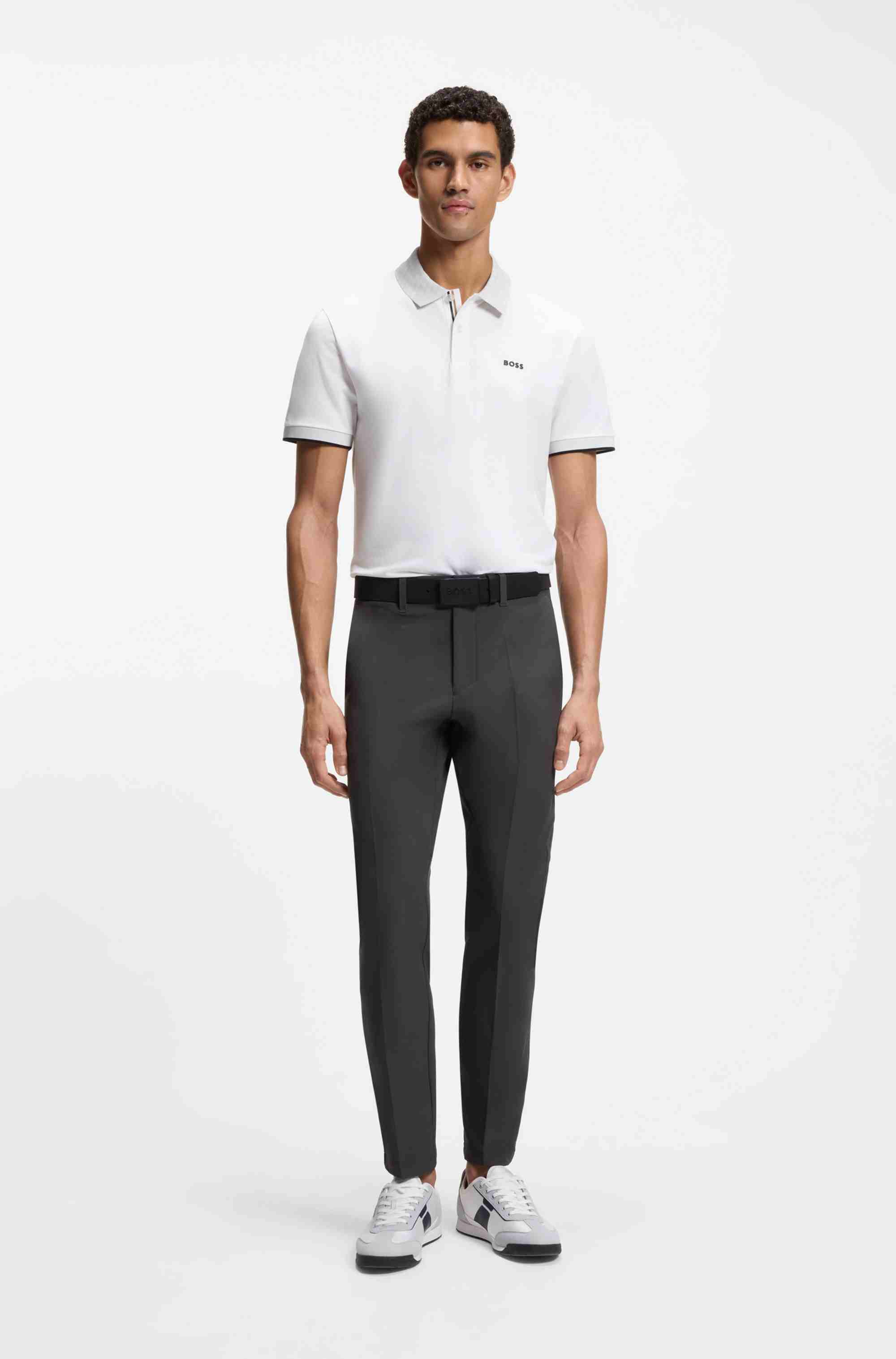 Slim-fit trousers in water-repellent stretch fabric