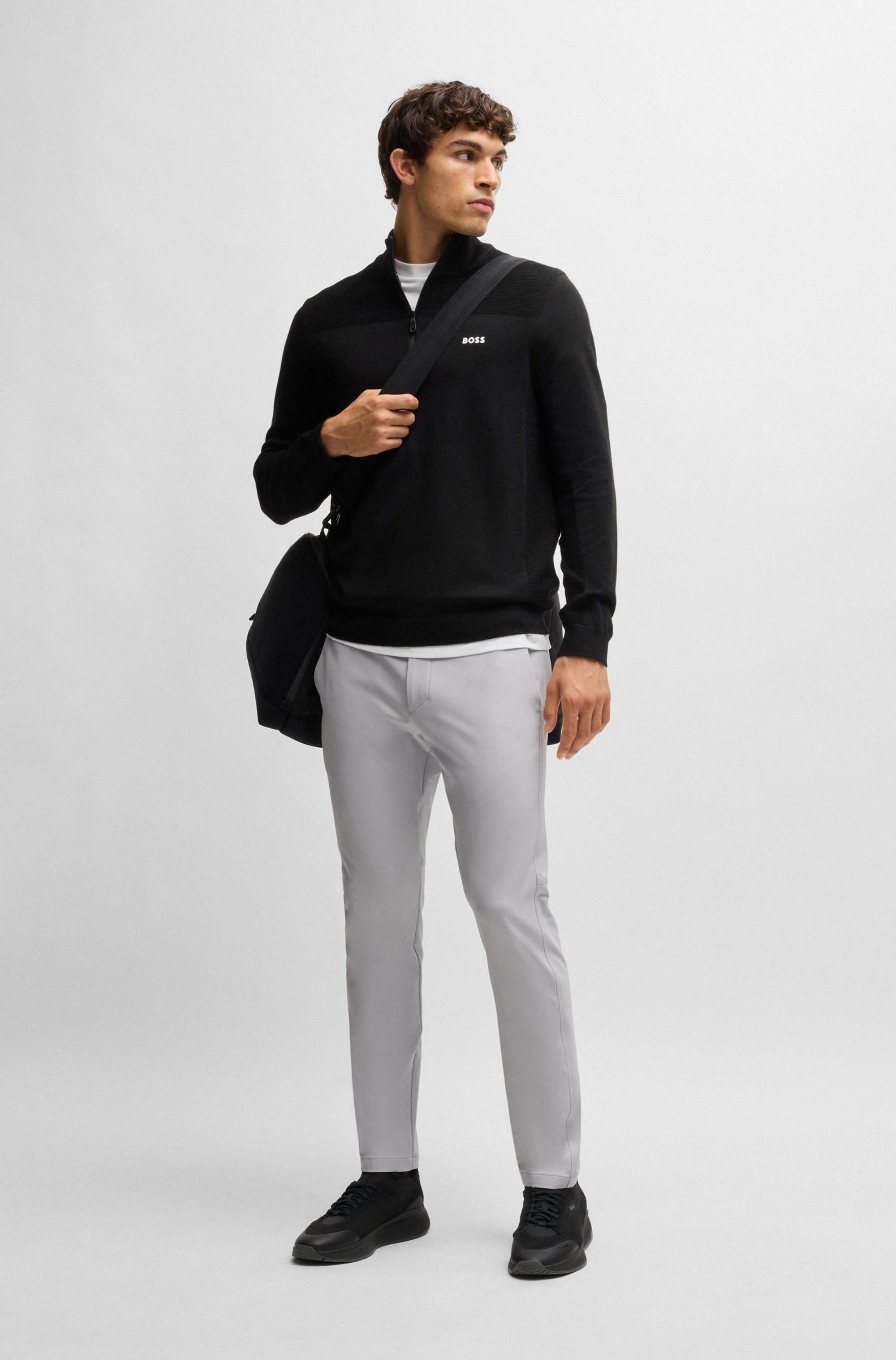 Slim-fit trousers in water-repellent stretch fabric