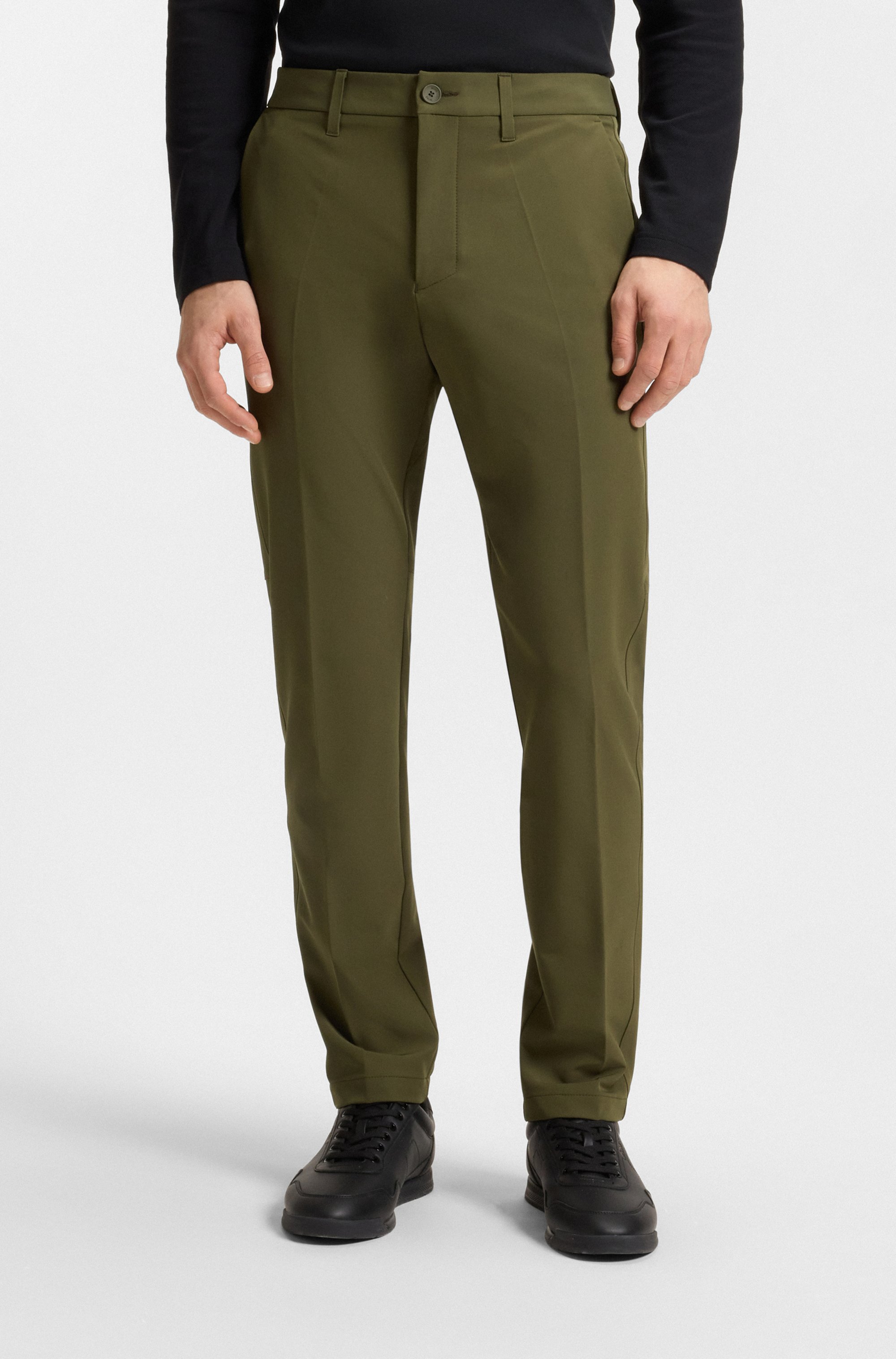 Slim-fit trousers in water-repellent stretch fabric