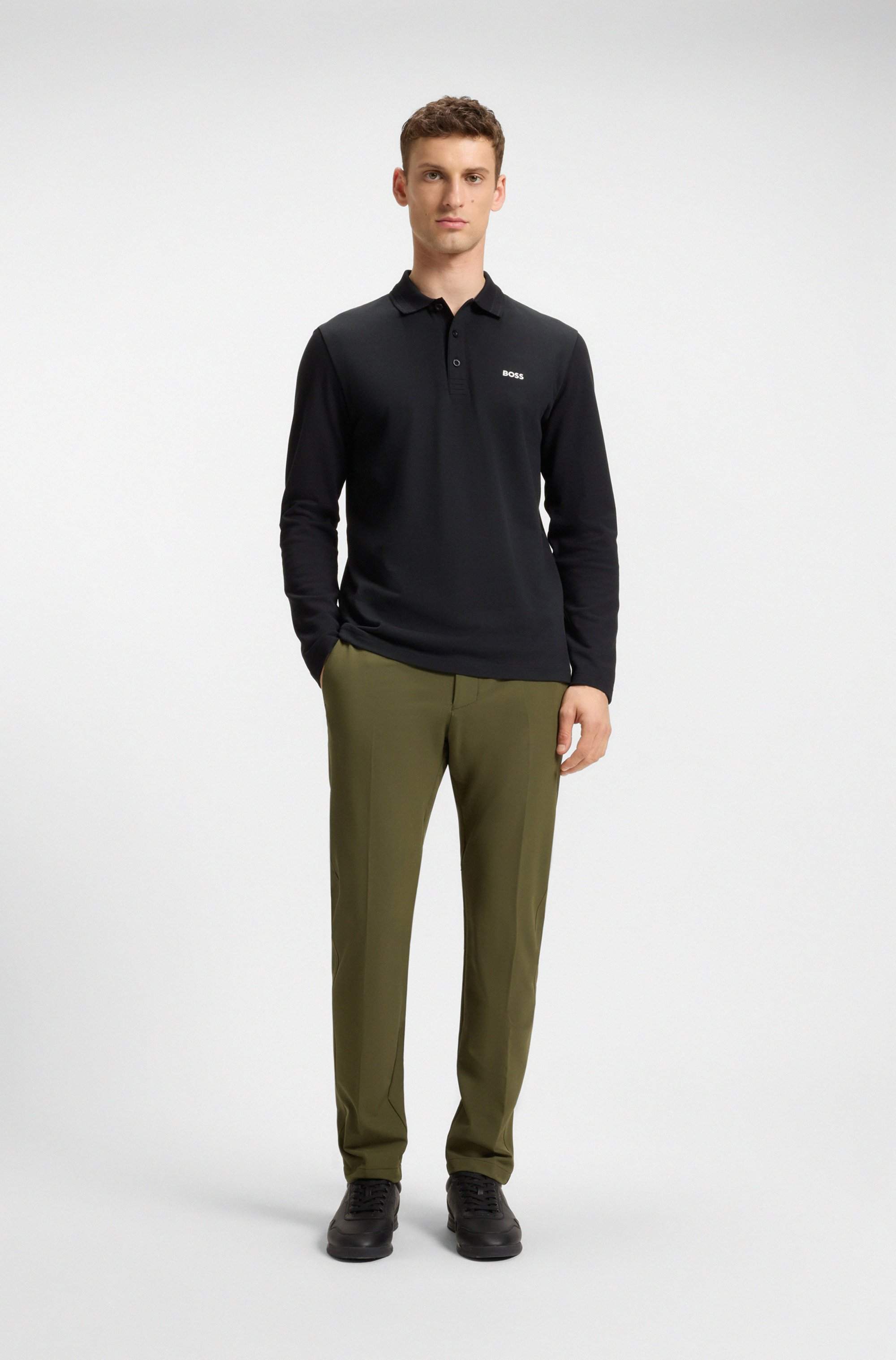 Slim-fit trousers in water-repellent stretch fabric