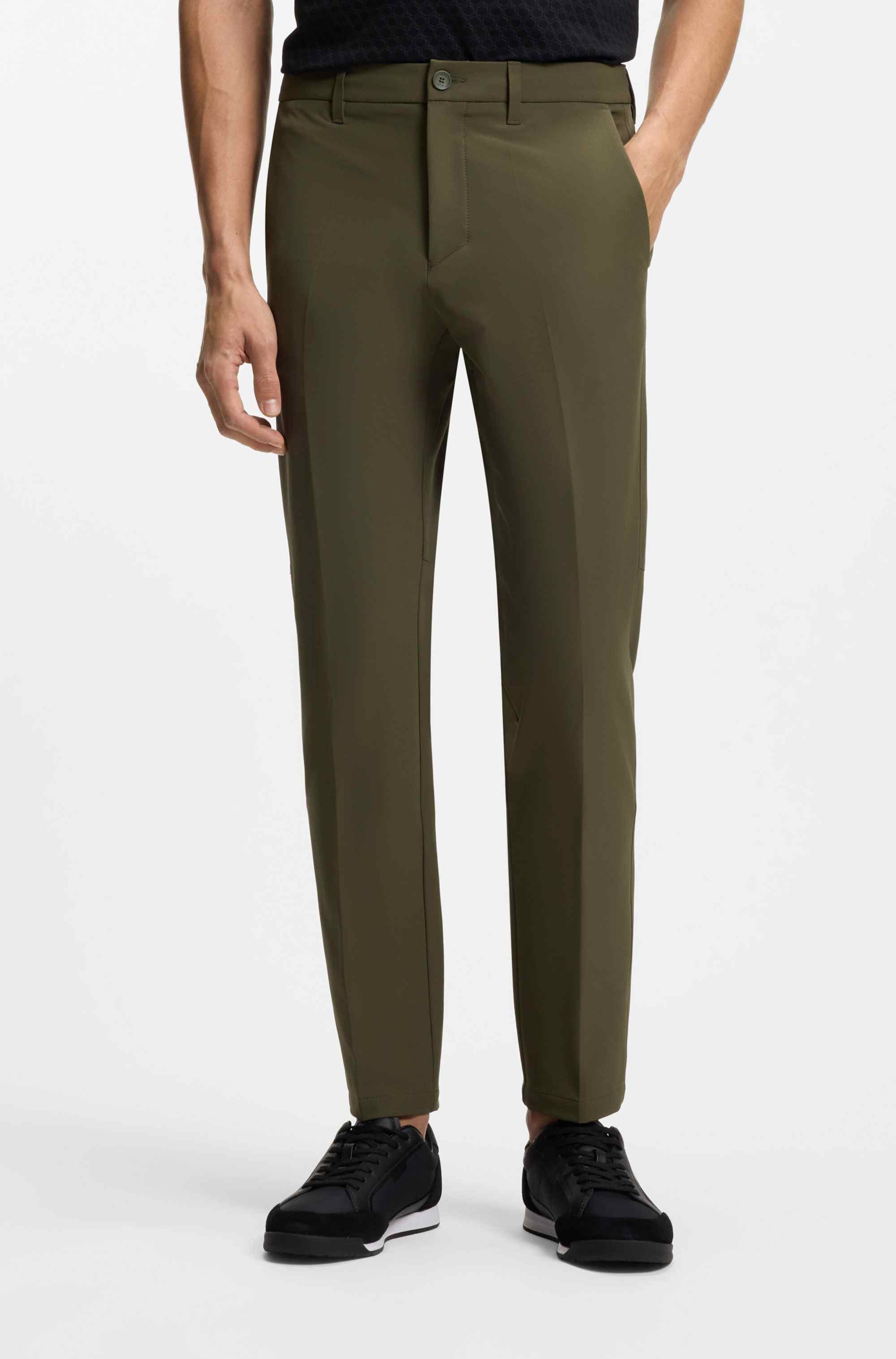 Slim-fit trousers in water-repellent stretch fabric