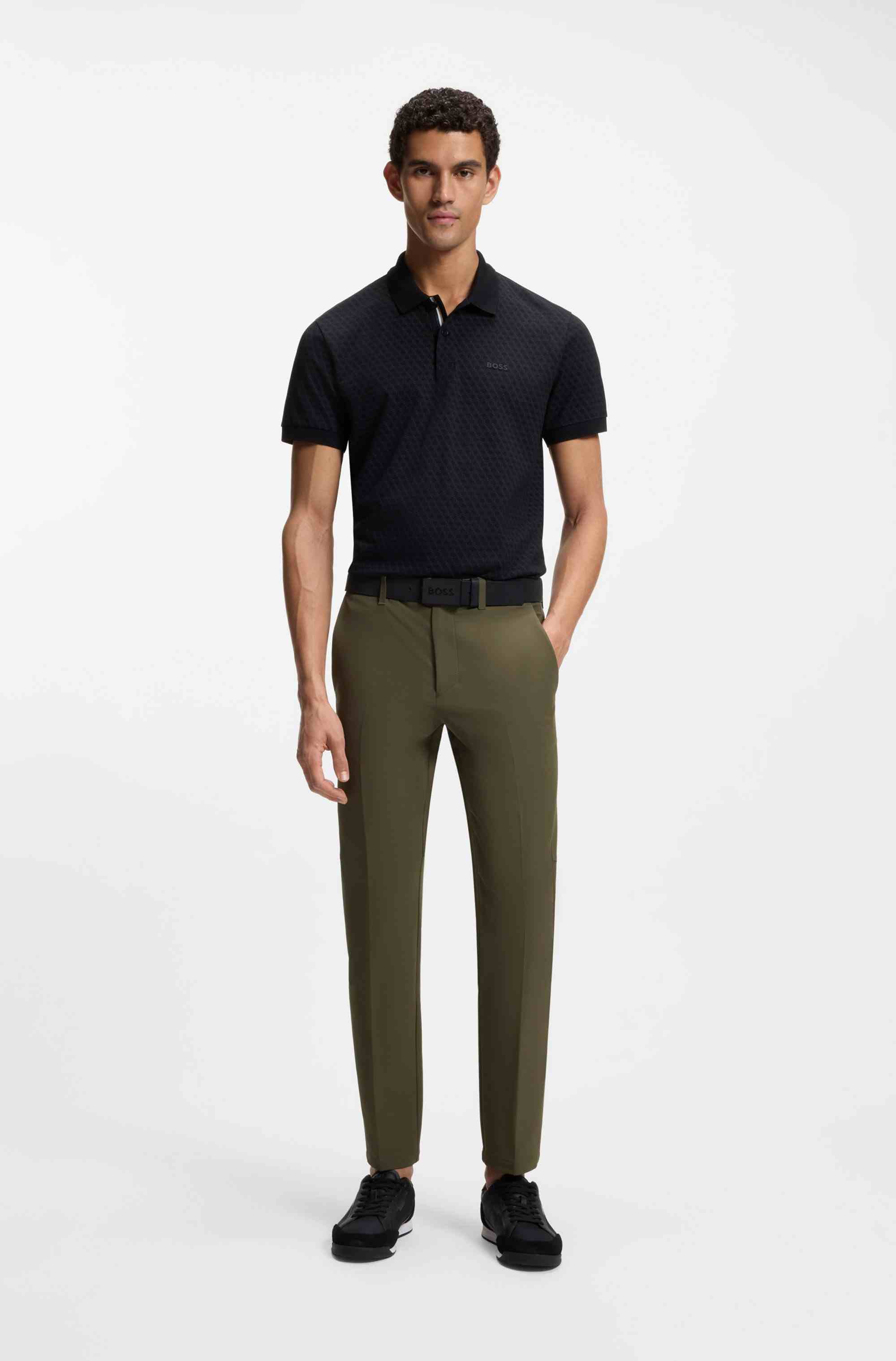 Slim-fit trousers in water-repellent stretch fabric
