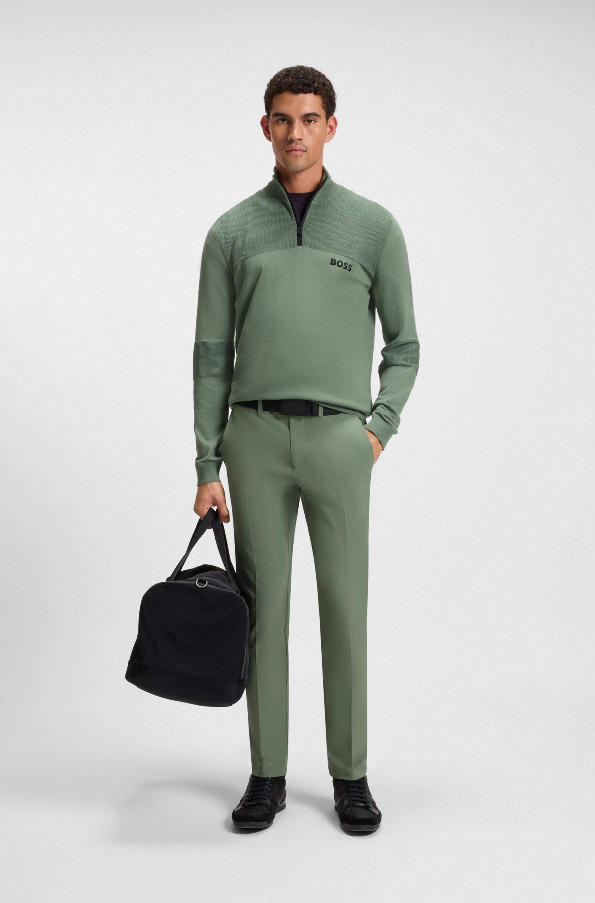 Slim-fit trousers in water-repellent stretch fabric