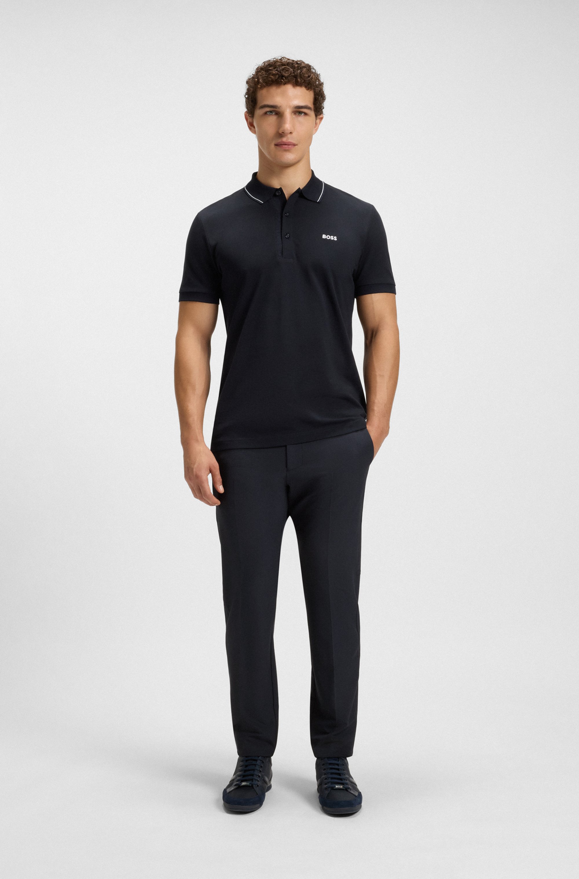 Slim-fit trousers in water-repellent stretch fabric