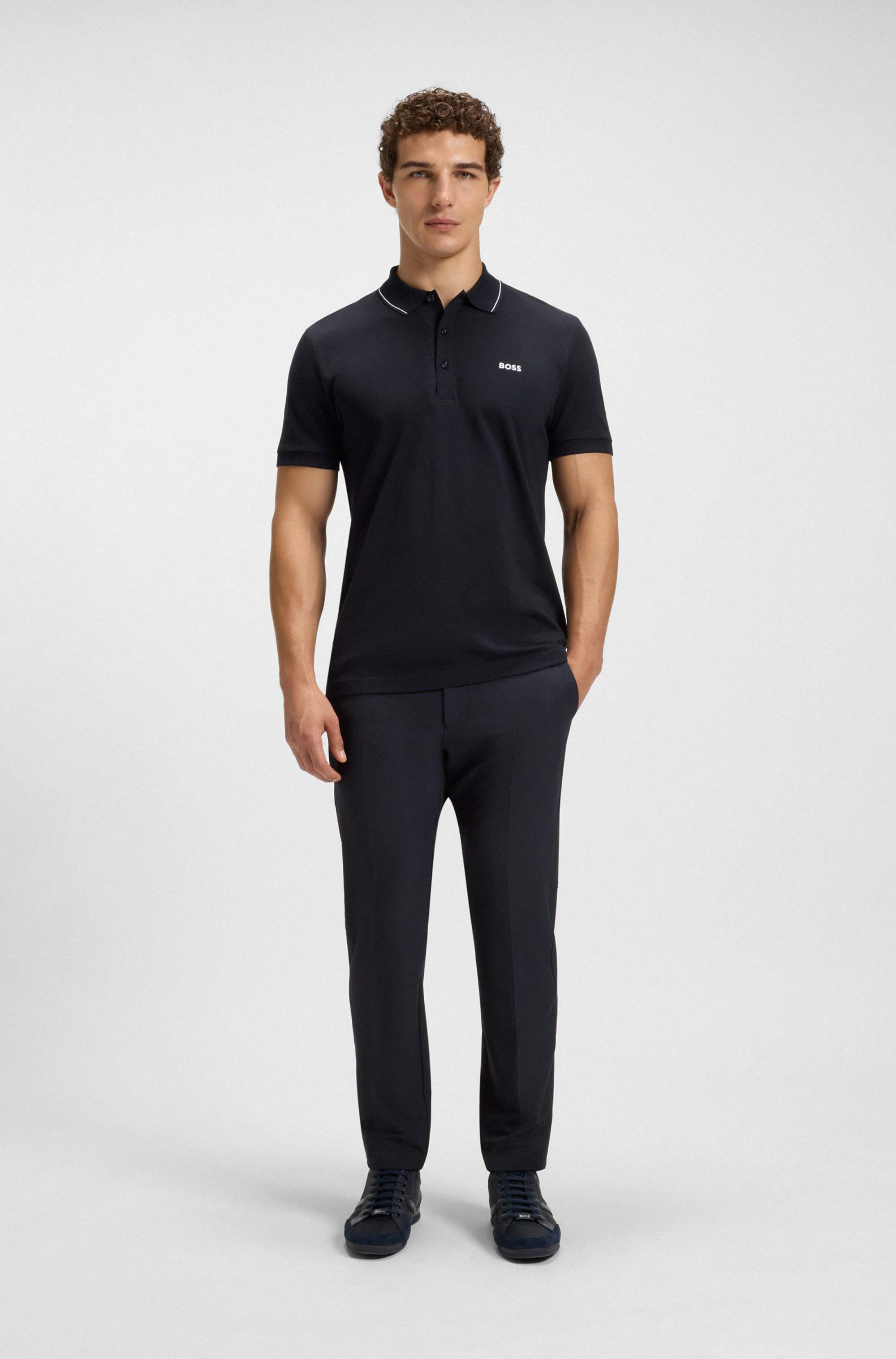 Slim-fit trousers in water-repellent stretch fabric