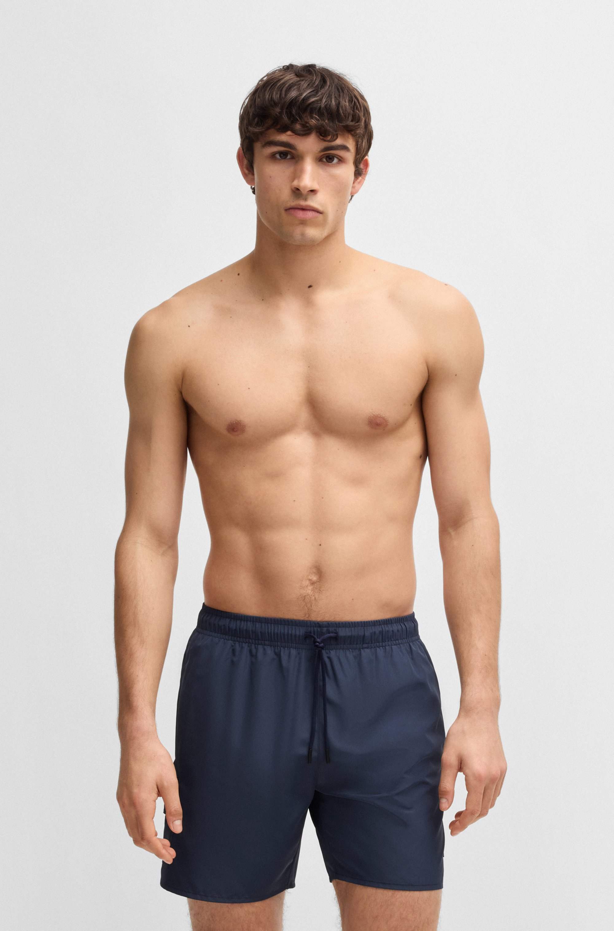 Cargo-pocket swim shorts with logo badge