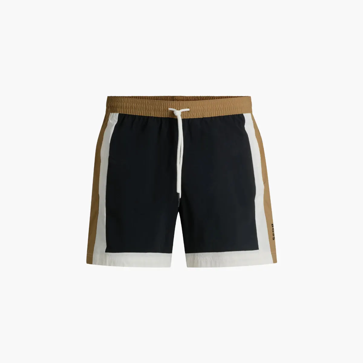 Colour-Block Swim Shorts With Printed Logo