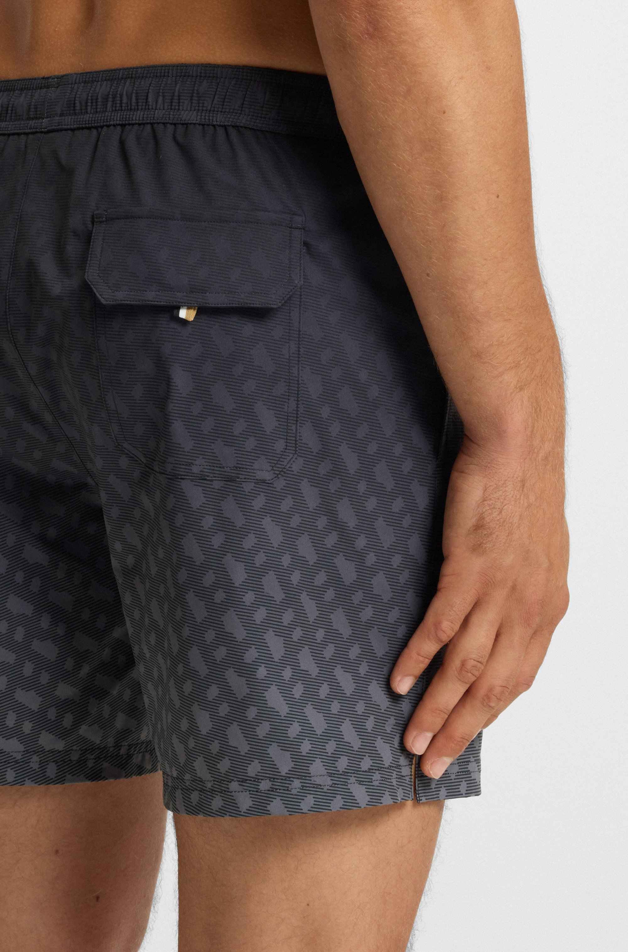 Logo-badge swim shorts with degradé monogram print