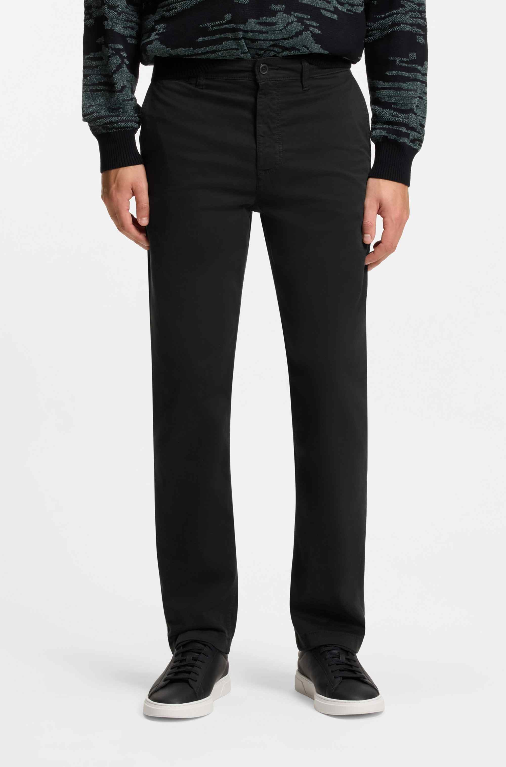 Regular-fit trousers in stretch-cotton satin