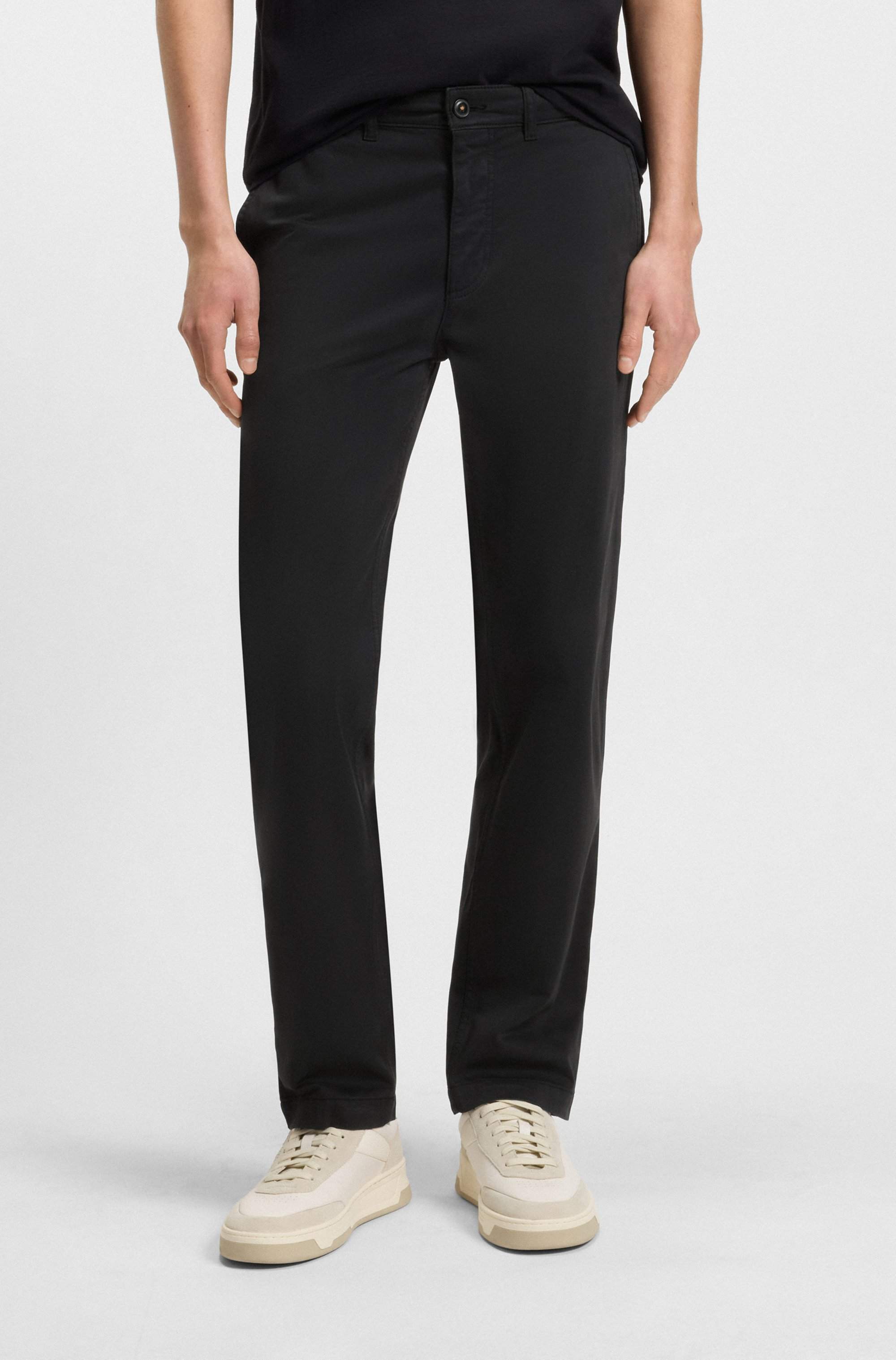Regular-fit chinos in stretch-cotton satin
