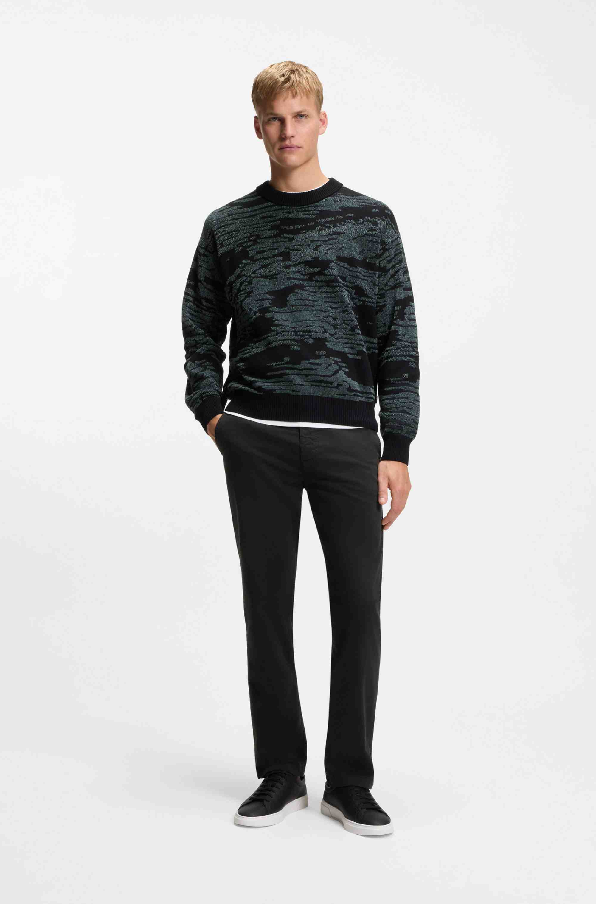 Regular-fit trousers in stretch-cotton satin