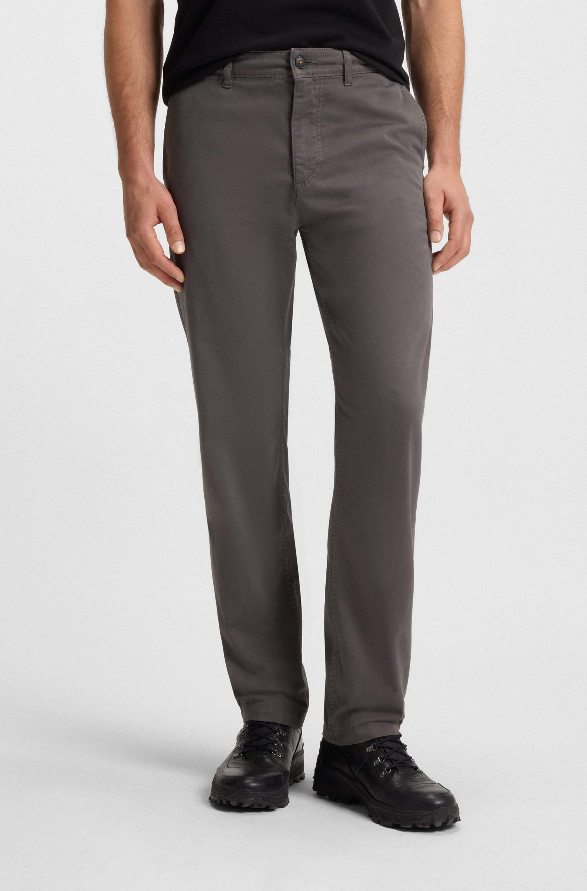 Regular-fit trousers in stretch-cotton satin