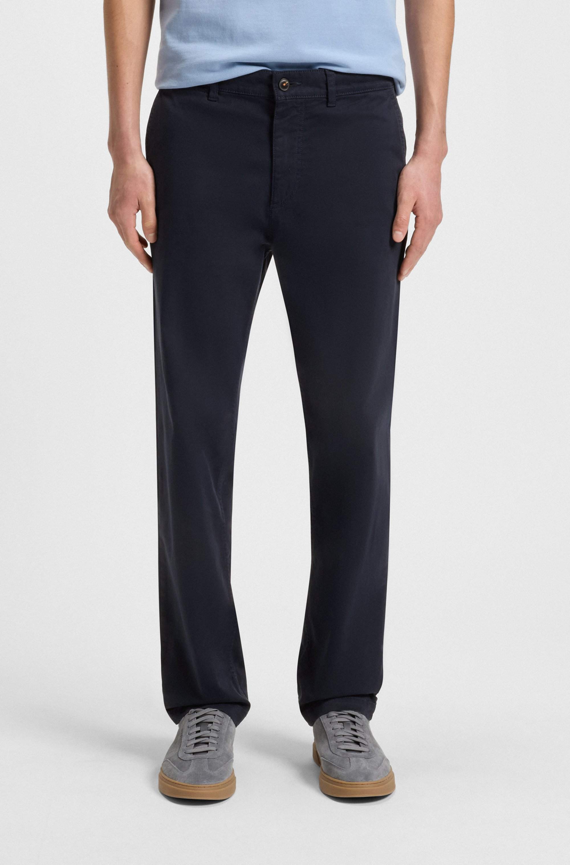 Regular-fit chinos in stretch-cotton satin