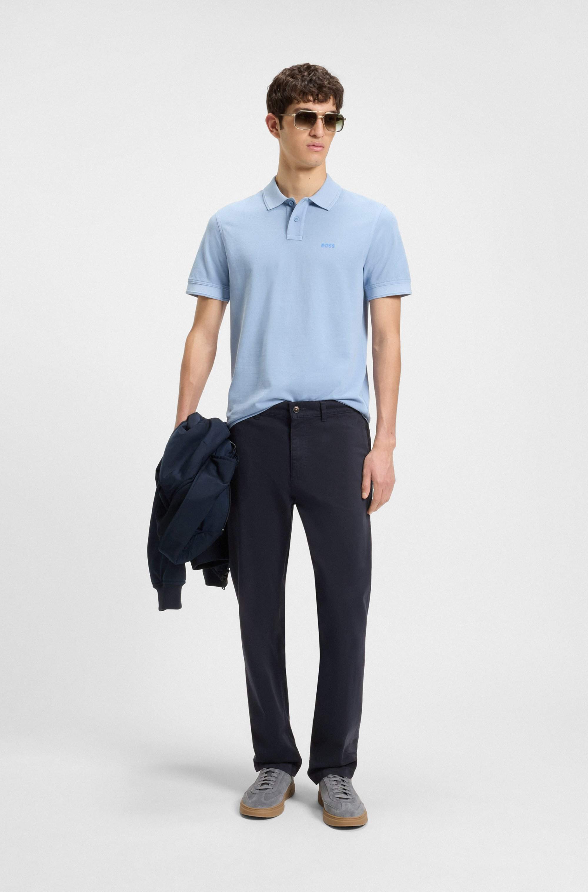 Regular-fit chinos in stretch-cotton satin